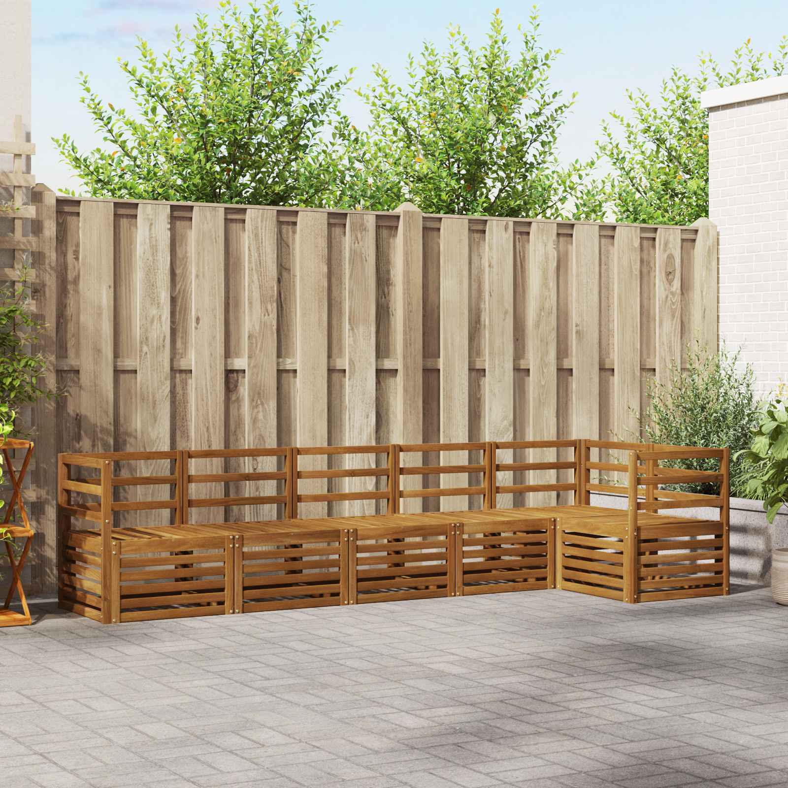 Ensemble de canapé d'angle 6 pcs Naturel Bois d'Acacia Massif - XIOS