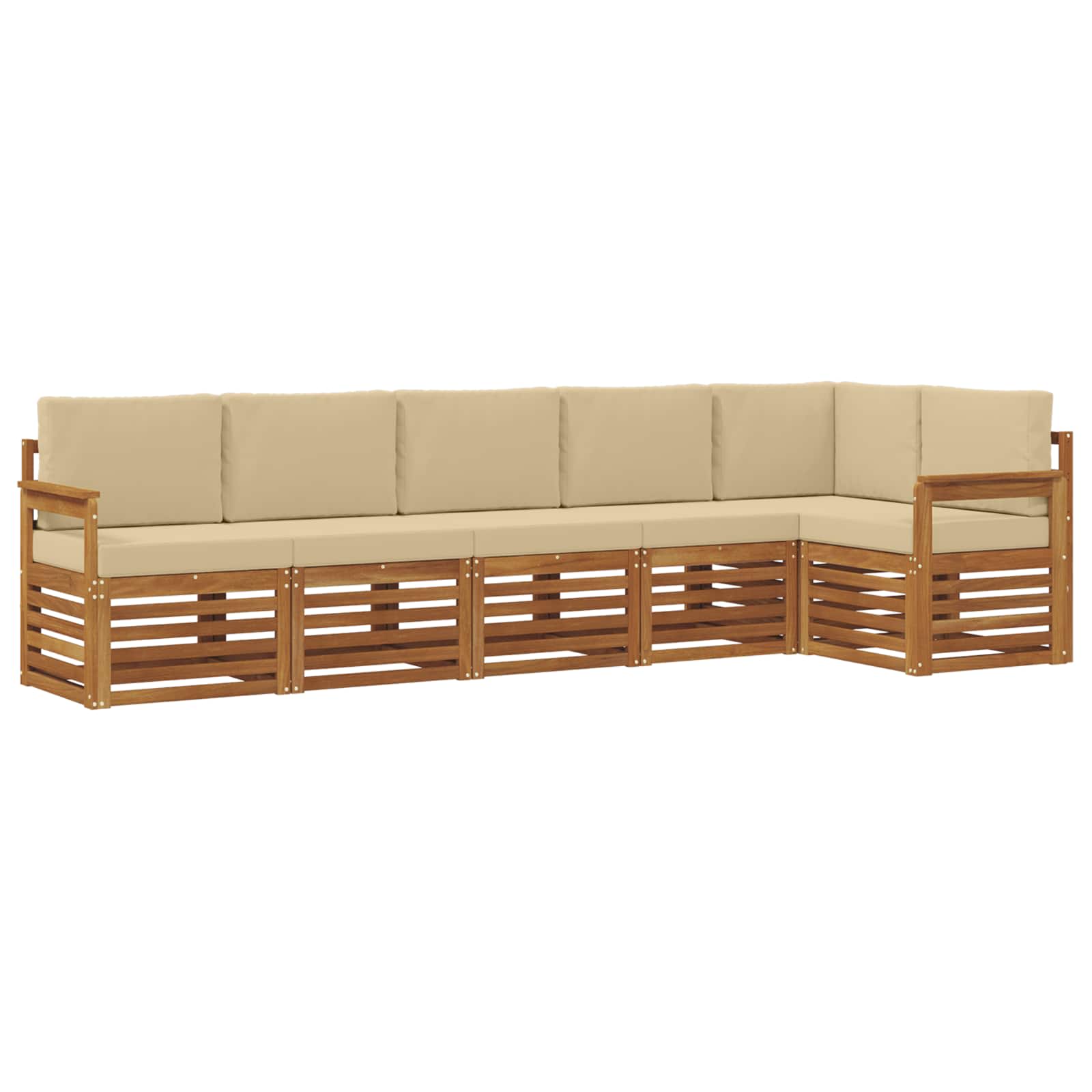Ensemble de canapé d'angle avec coussin 6 pcs Naturel et Beige - XIOS