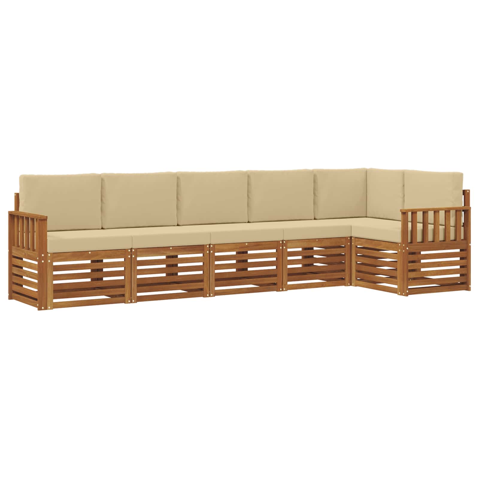 Ensemble de canapé d'angle avec coussin 6 pcs Naturel et Beige - XIOS