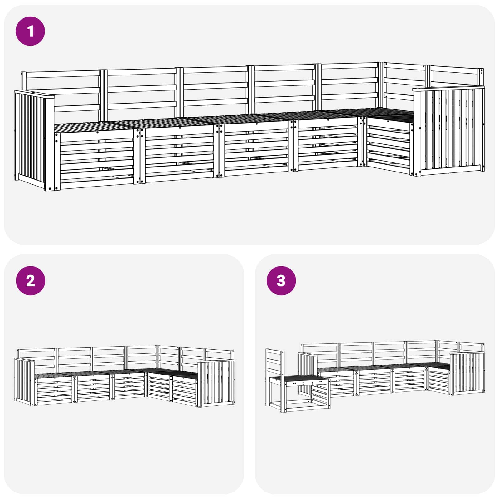 Ensembles de canapés 6 pcs Naturel Bois d'Acacia Massif - XIOS