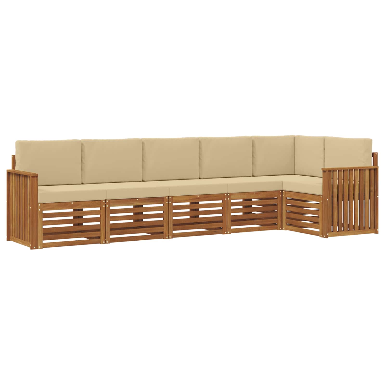 Ensemble de canapé d'angle avec coussin 6 pcs Naturel et Beige - XIOS