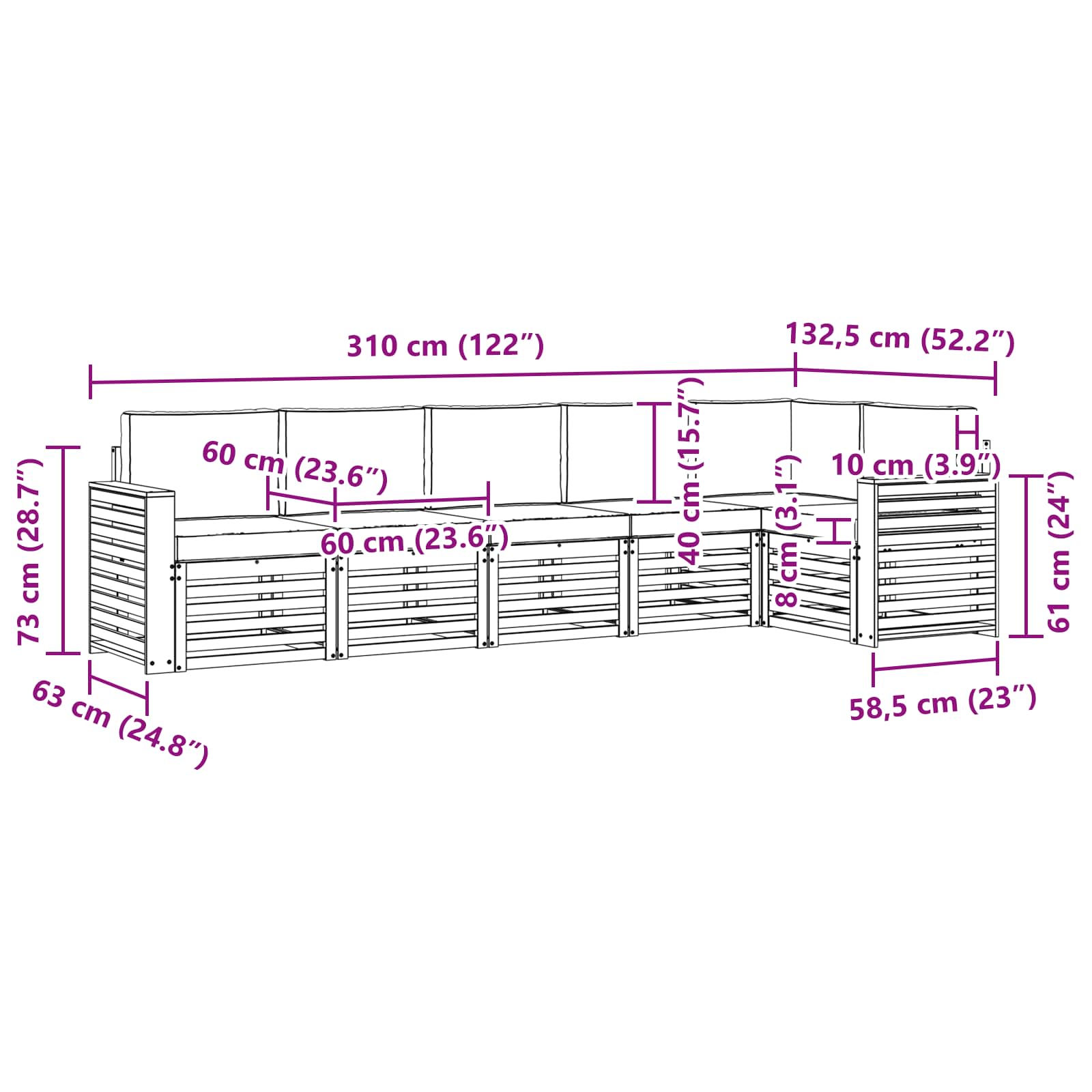Ensemble de canapé d'angle 6 pcs Naturel et Anthracite - XIOS