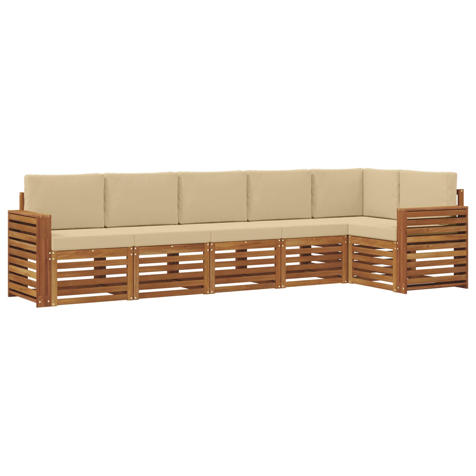 Ensemble de canapé d'angle avec coussin 6 pcs Naturel et Beige - XIOS