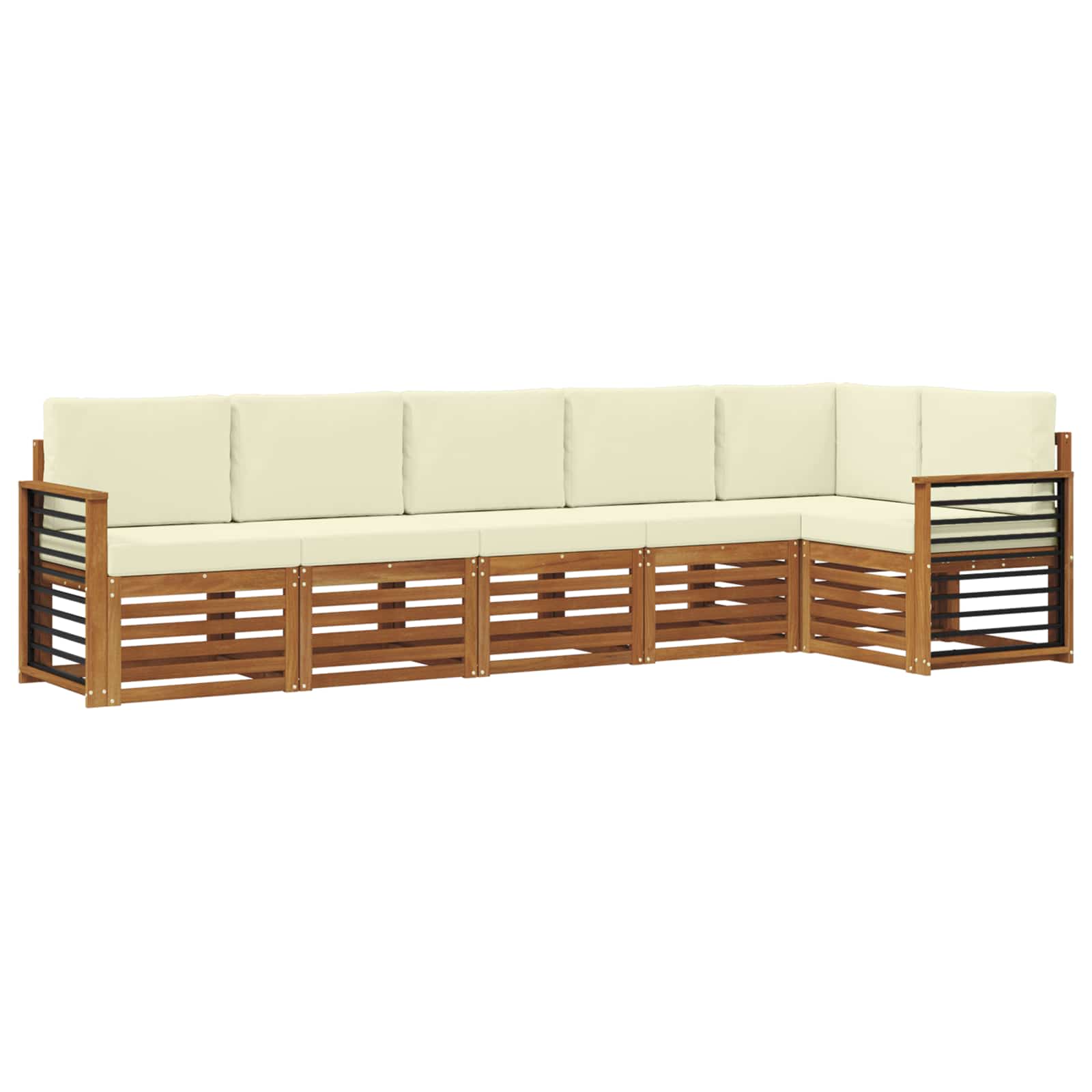 Ensemble de canapé d'angle avec coussin 6 pcs Naturel et Crème - XIOS