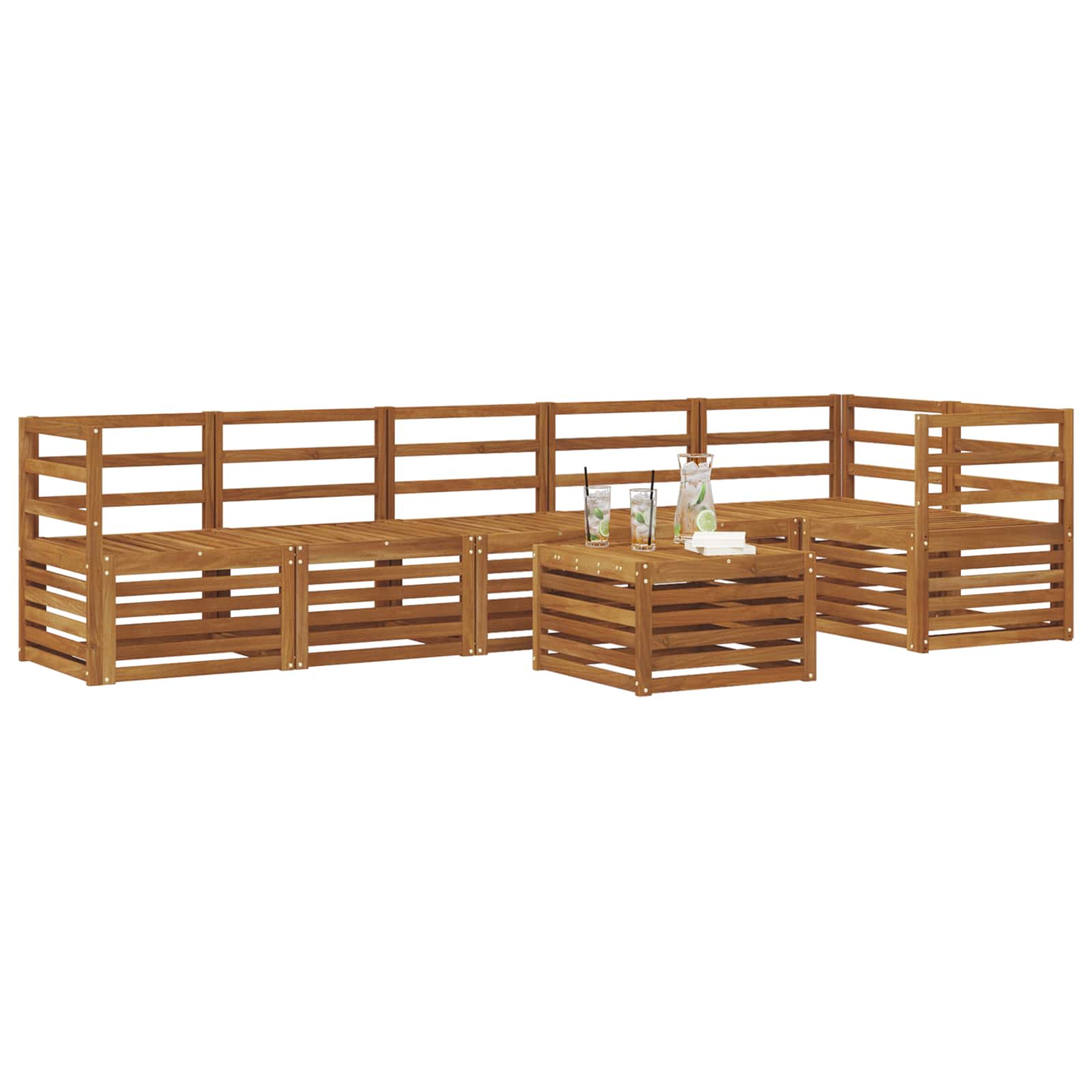 Ensemble de canapé d'angle 7 pcs Naturel Bois d'Acacia Massif - XIOS