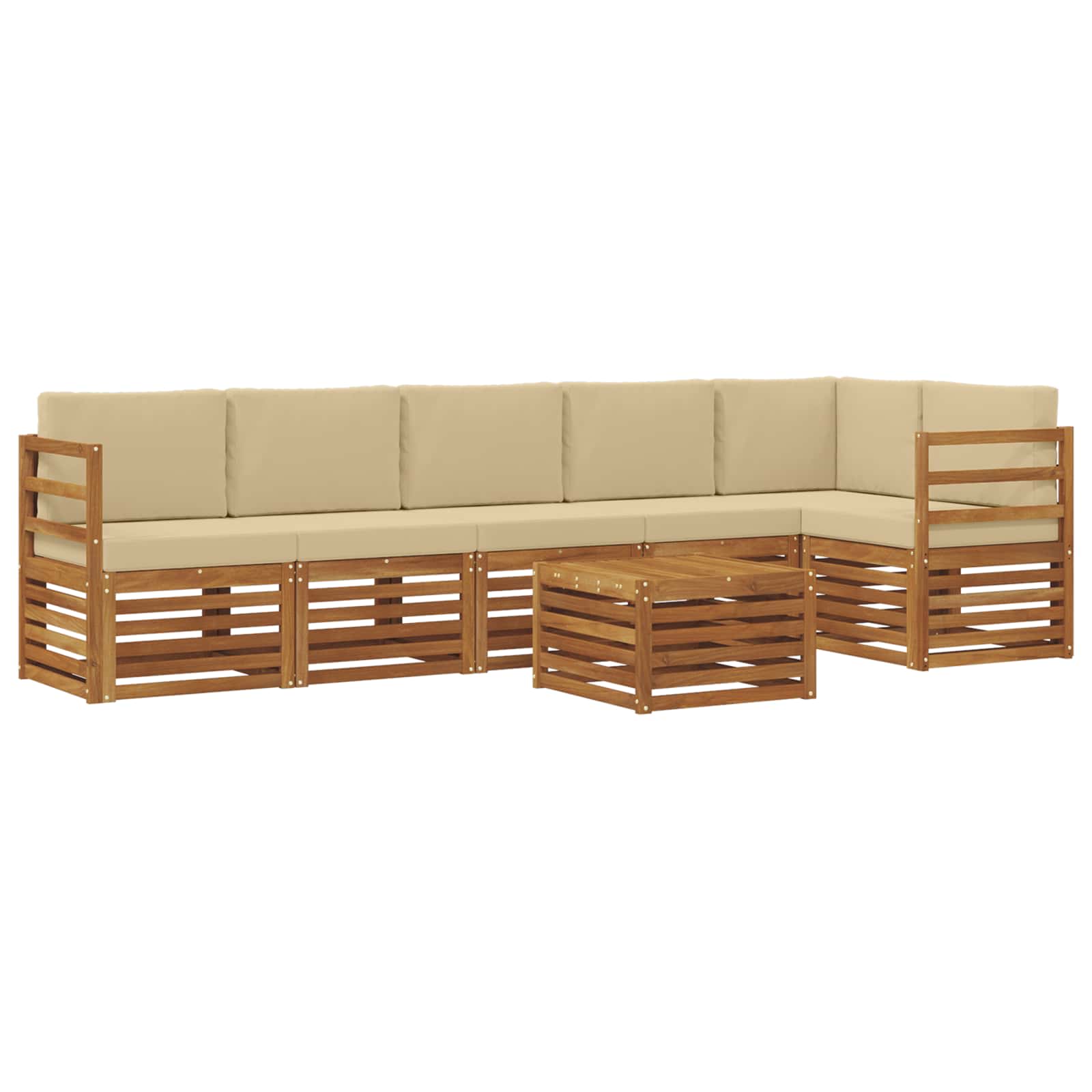 Ensemble de canapé d'angle avec coussin 7 pcs Naturel et Beige - XIOS