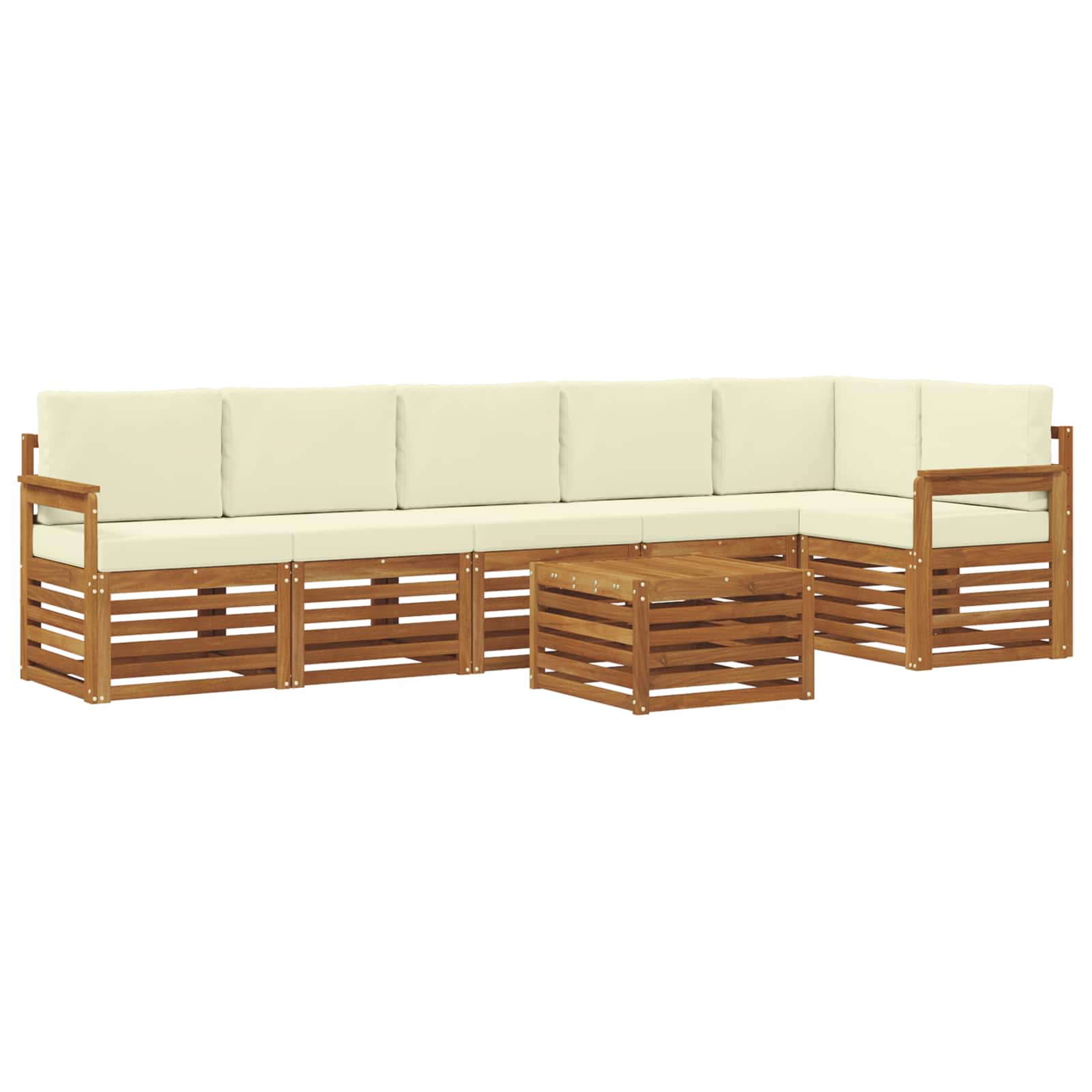 Ensemble de canapé d'angle avec coussin 7 pcs Naturel et Crème - XIOS
