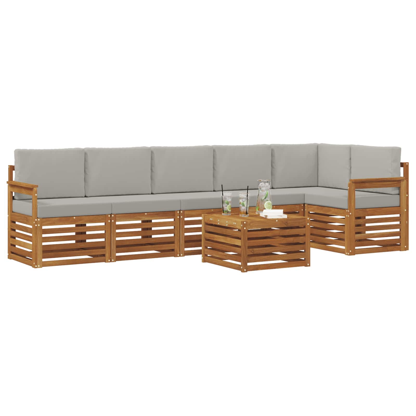 Ensemble de canapé d'angle 7 pcs Gris Naturel et Clair