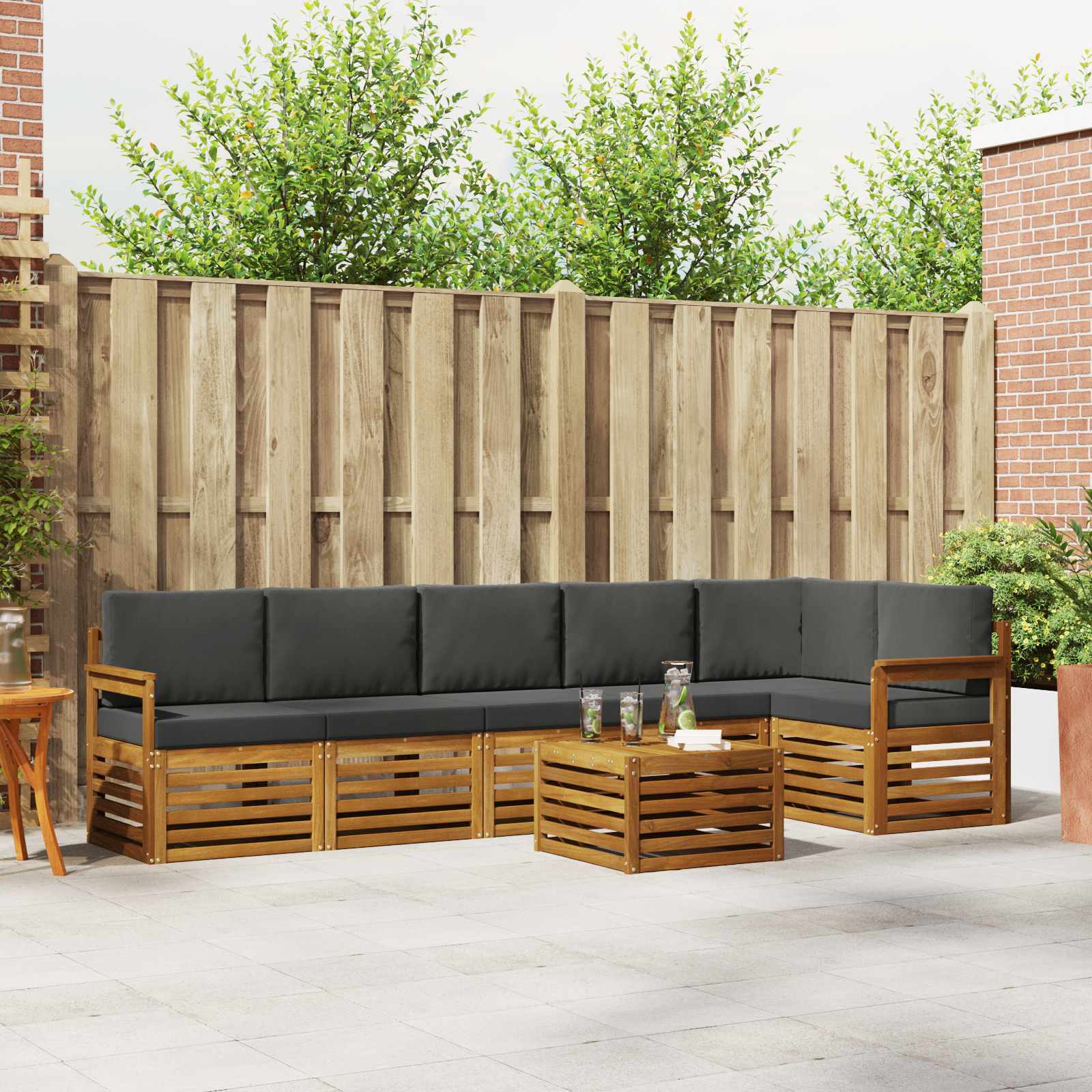Ensemble de canapé d'angle 7 pcs Naturel et Anthracite - XIOS