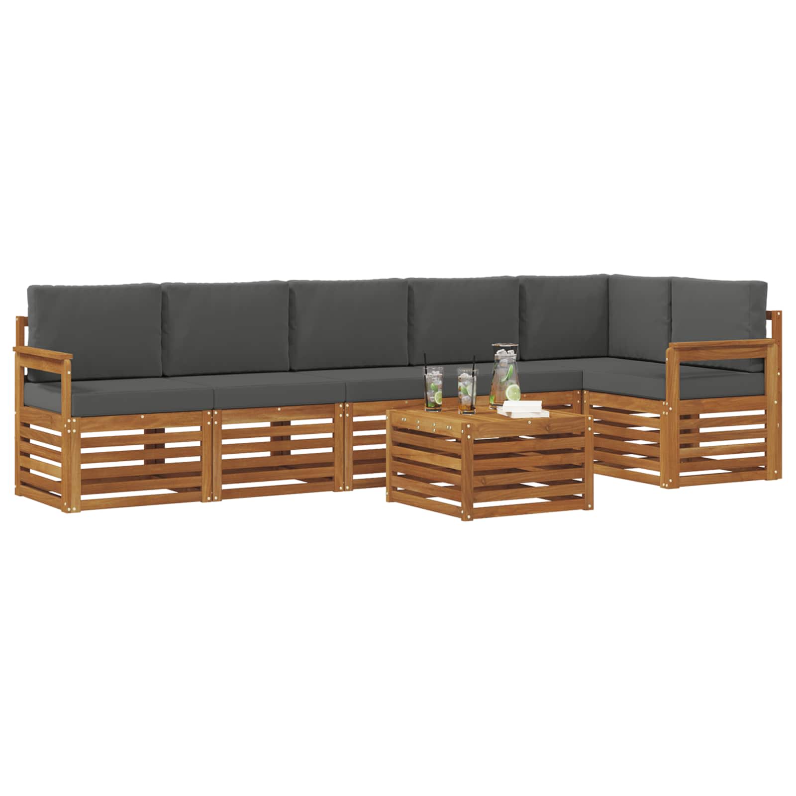 Ensemble de canapé d'angle 7 pcs Naturel et Anthracite - XIOS