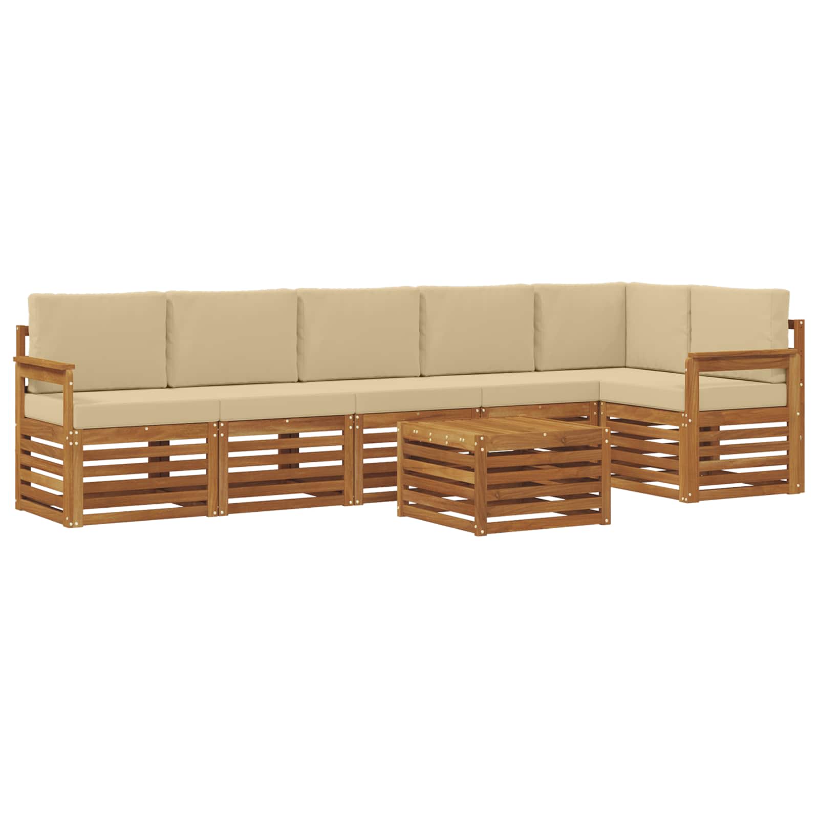 Ensemble de canapé d'angle avec coussin 7 pcs Naturel et Beige - XIOS
