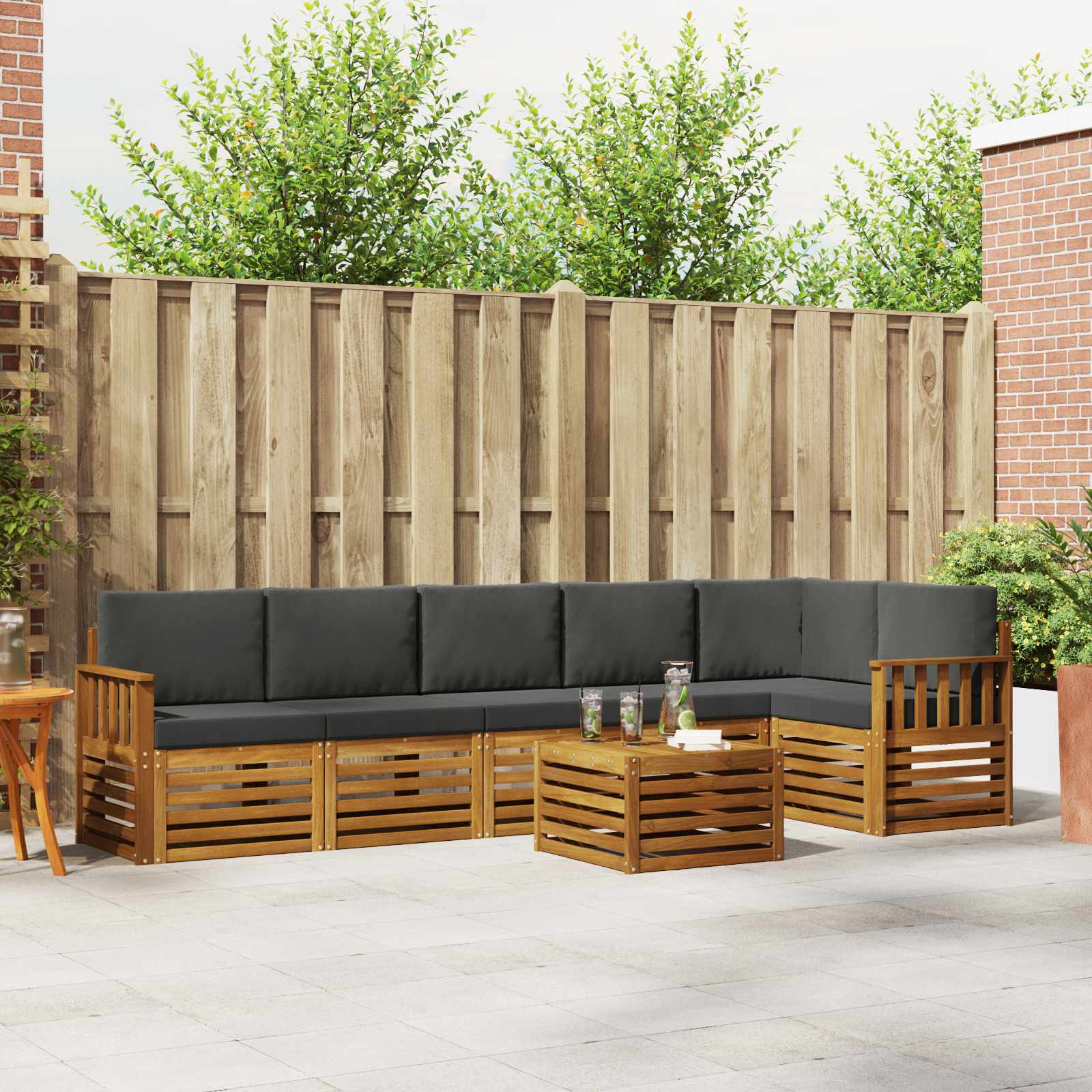 Ensemble de canapé d'angle 7 pcs Naturel et Anthracite - XIOS