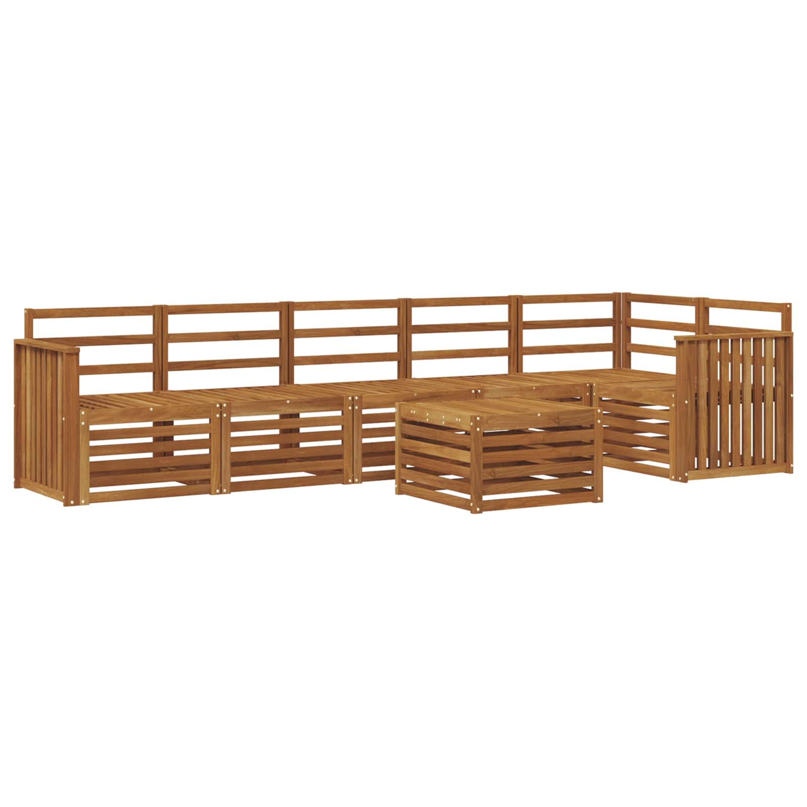 Ensemble de canapé d'angle 7 pcs Naturel Bois d'Acacia Massif - XIOS