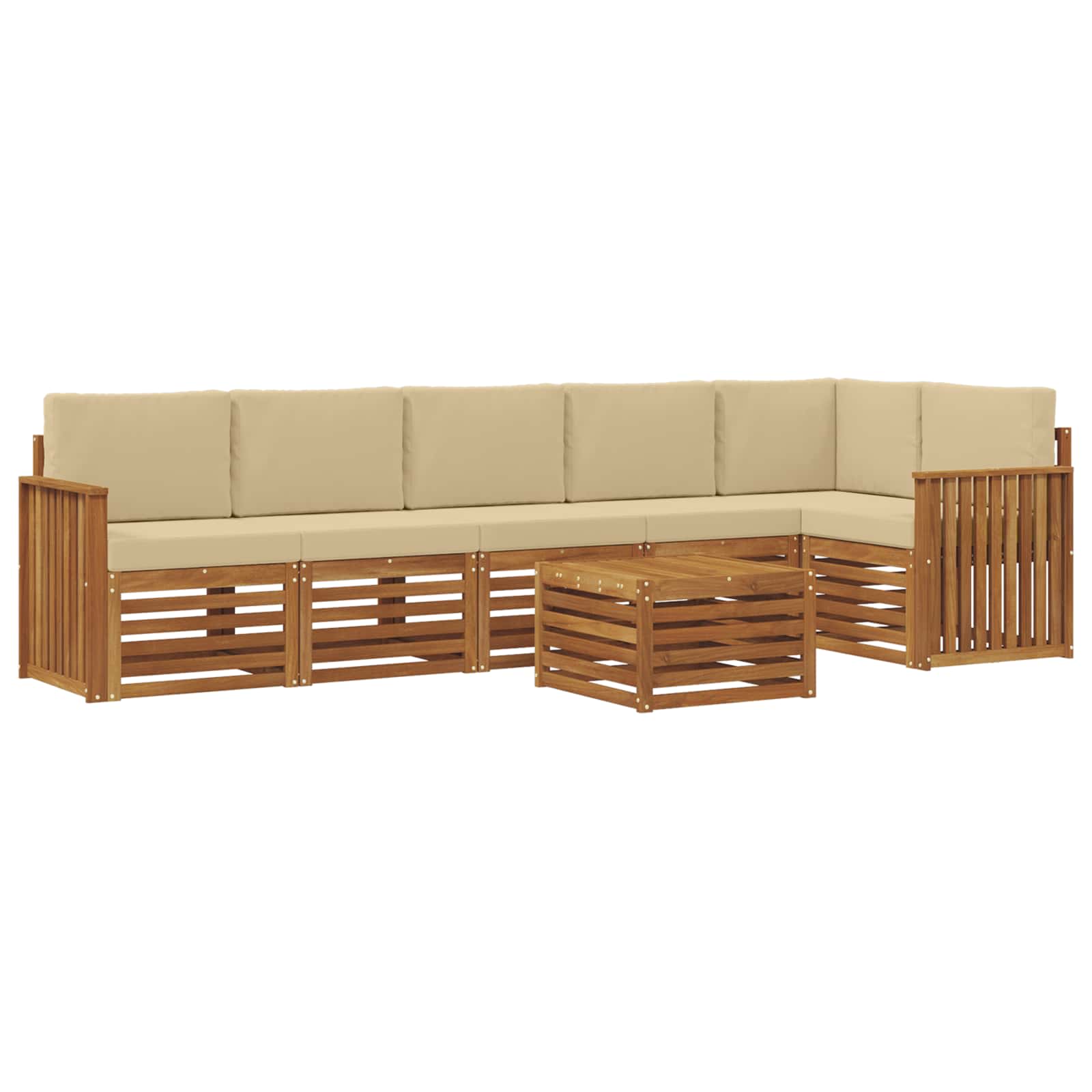 Ensemble de canapé d'angle avec coussin 7 pcs Naturel et Beige - XIOS