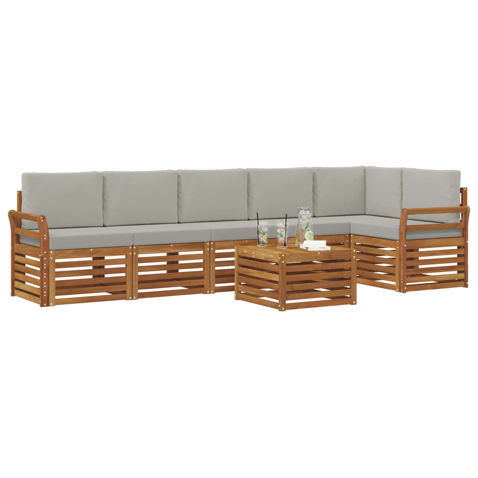 Ensemble de canapé d'angle 7 pcs Gris Naturel et Clair