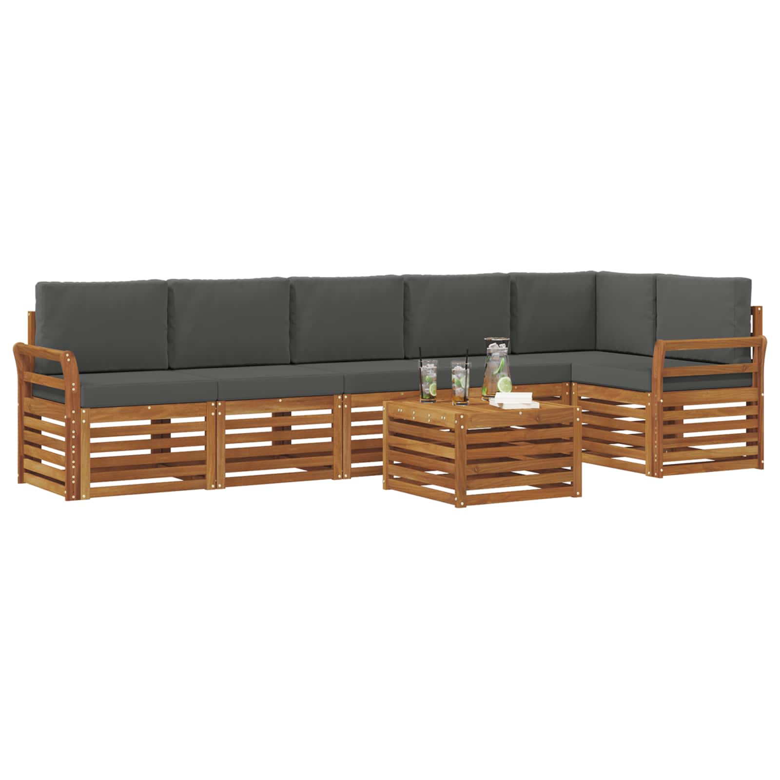 Ensemble de canapé d'angle 7 pcs Naturel et Anthracite - XIOS