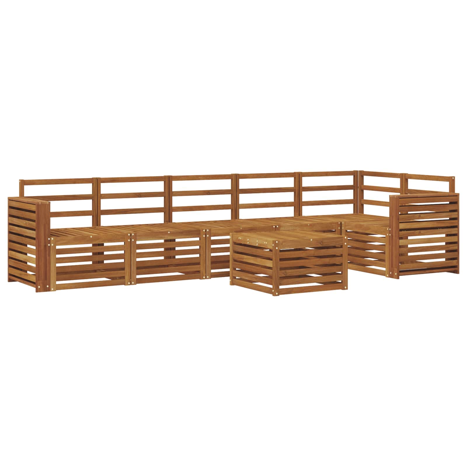 Ensemble de canapé d'angle 7 pcs Naturel Bois d'Acacia Massif - XIOS