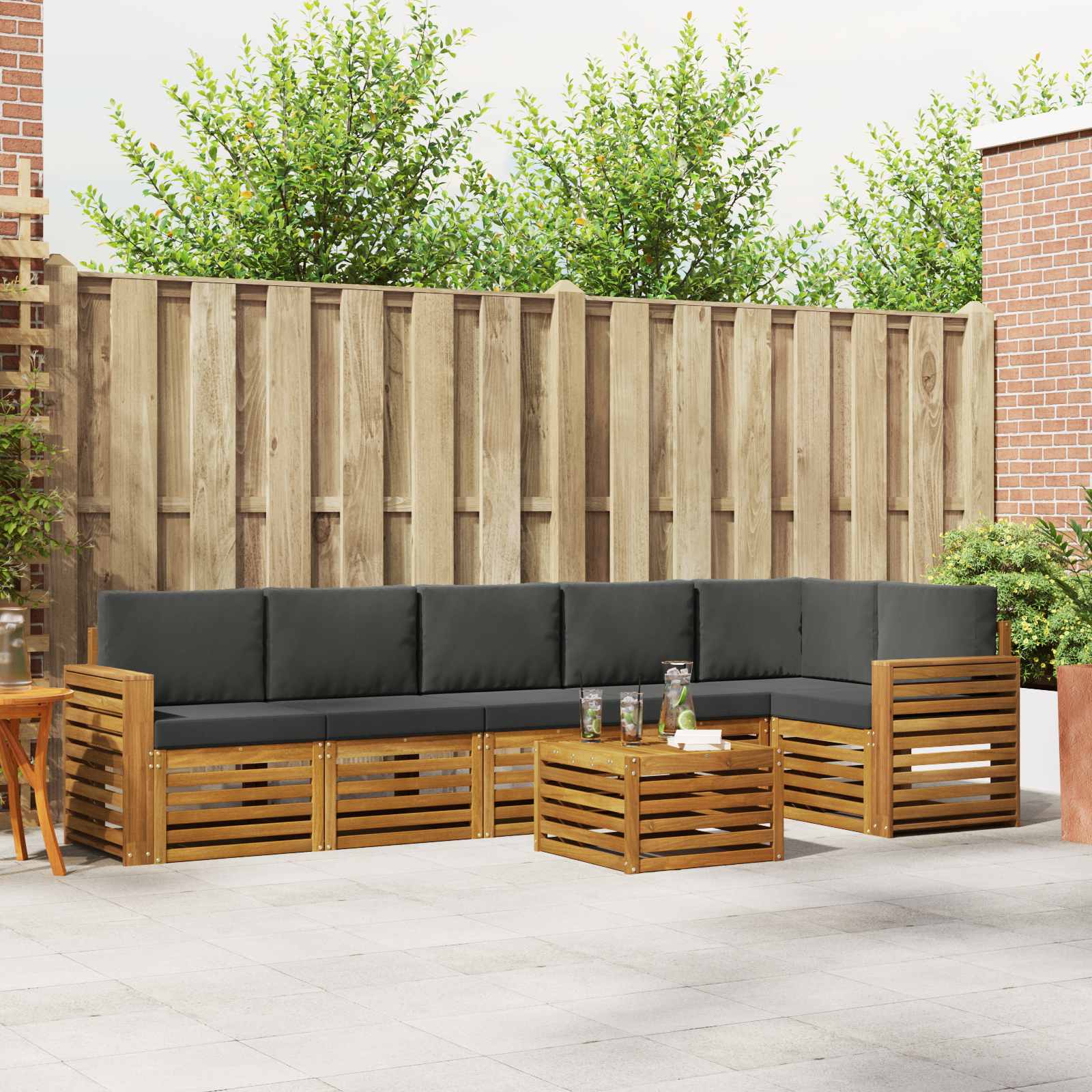 Ensemble de canapé d'angle 7 pcs Naturel et Anthracite - XIOS