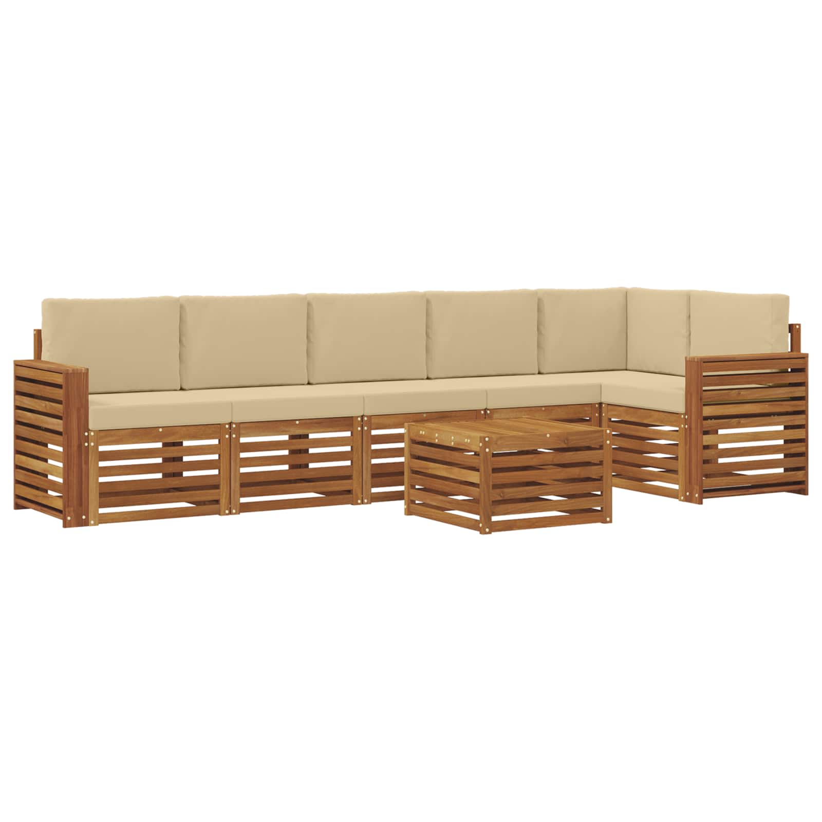 Ensemble de canapé d'angle avec coussin 7 pcs Naturel et Beige - XIOS