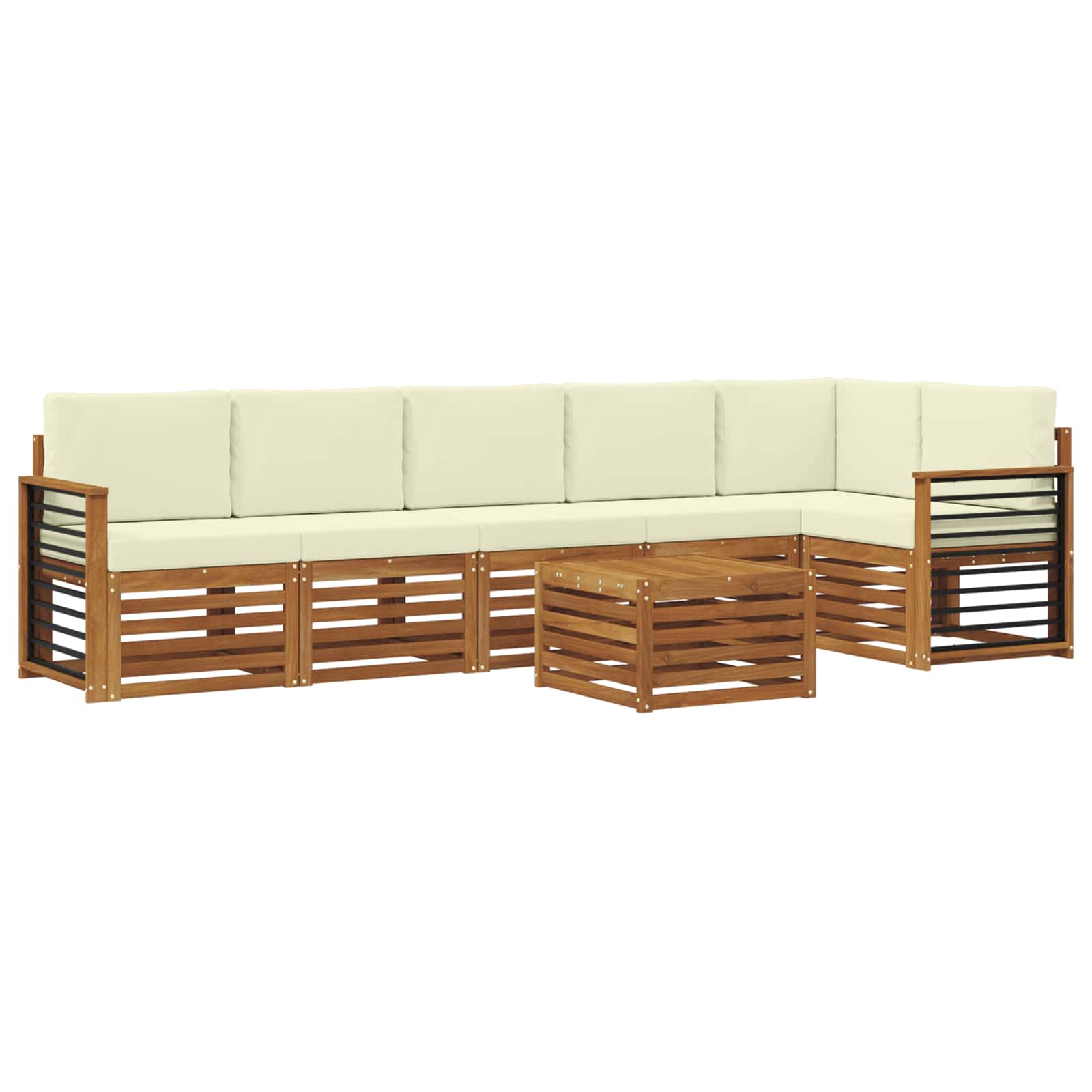 Ensemble de canapé d'angle avec coussin 7 pcs Naturel et Crème - XIOS