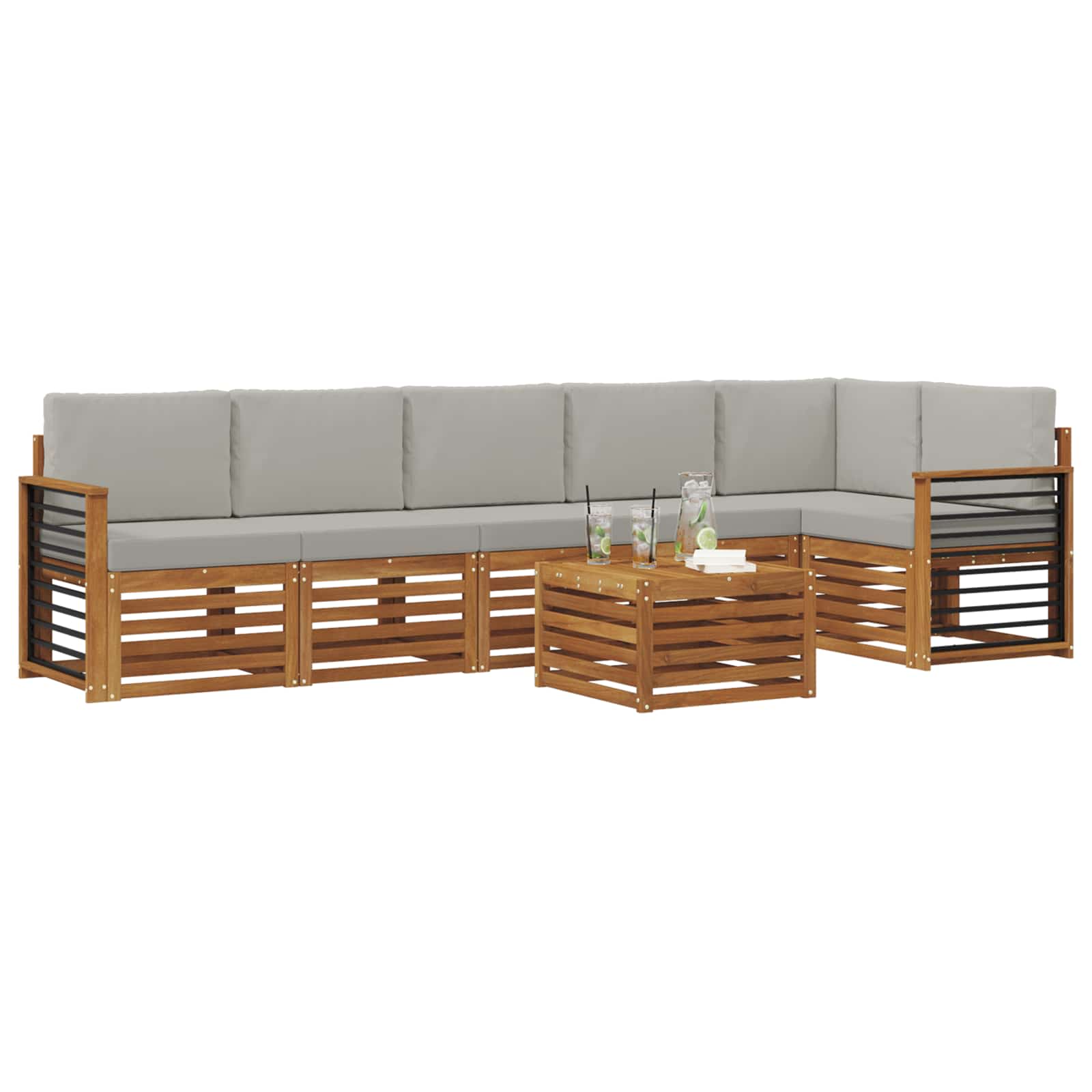 Ensemble de canapé d'angle 7 pcs Gris Naturel et Clair - XIOS