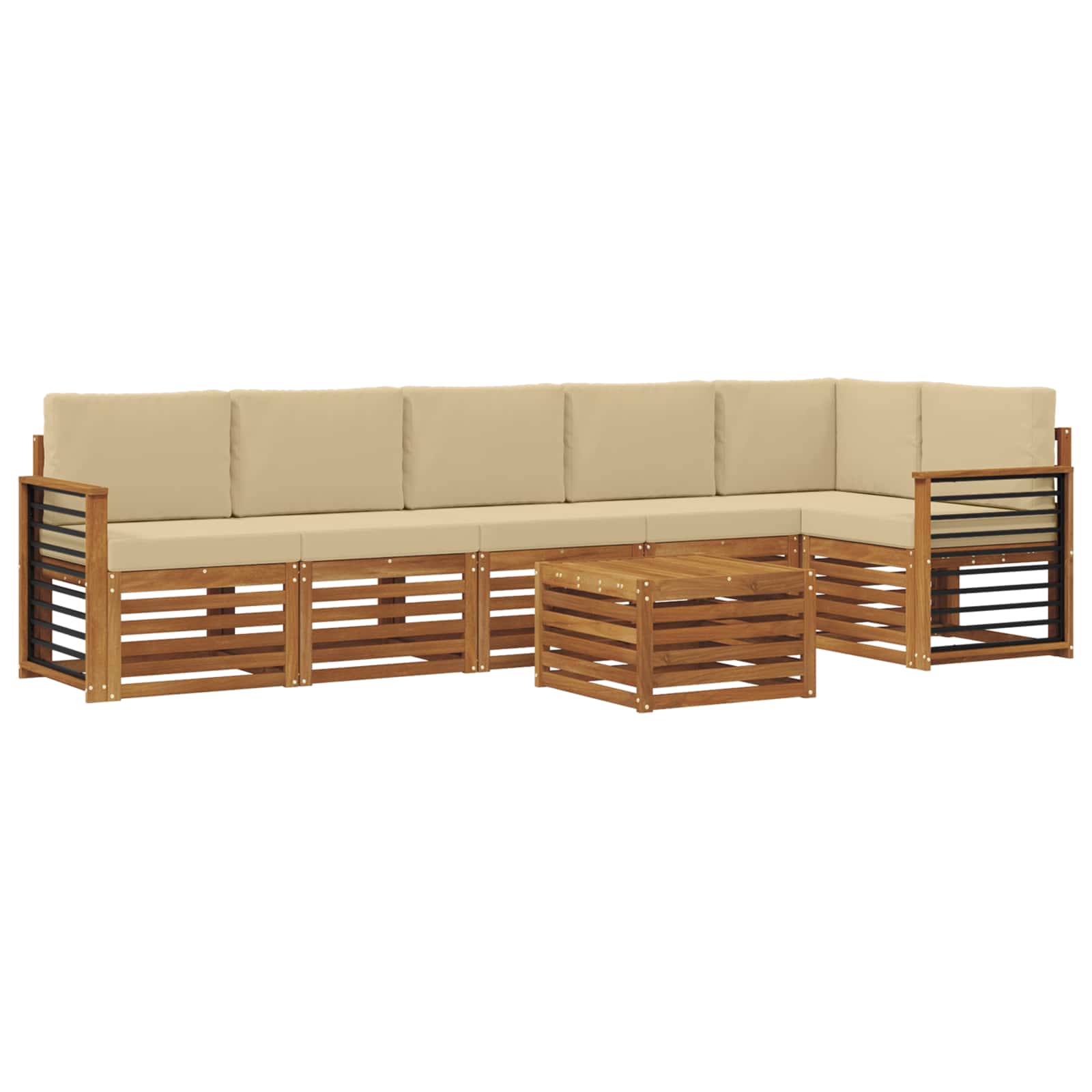 Ensemble de canapé d'angle avec coussin 7 pcs Naturel et Beige - XIOS