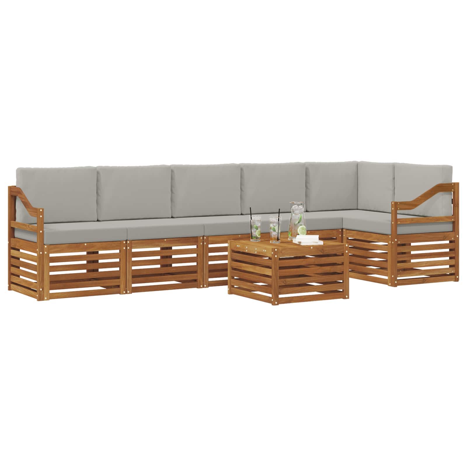 Ensemble de canapé d'angle 7 pcs Gris Naturel et Clair