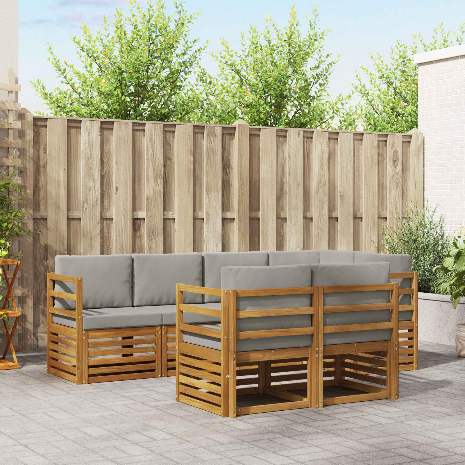 Ensemble de canapé d'angle 7 pcs Gris Naturel et Clair