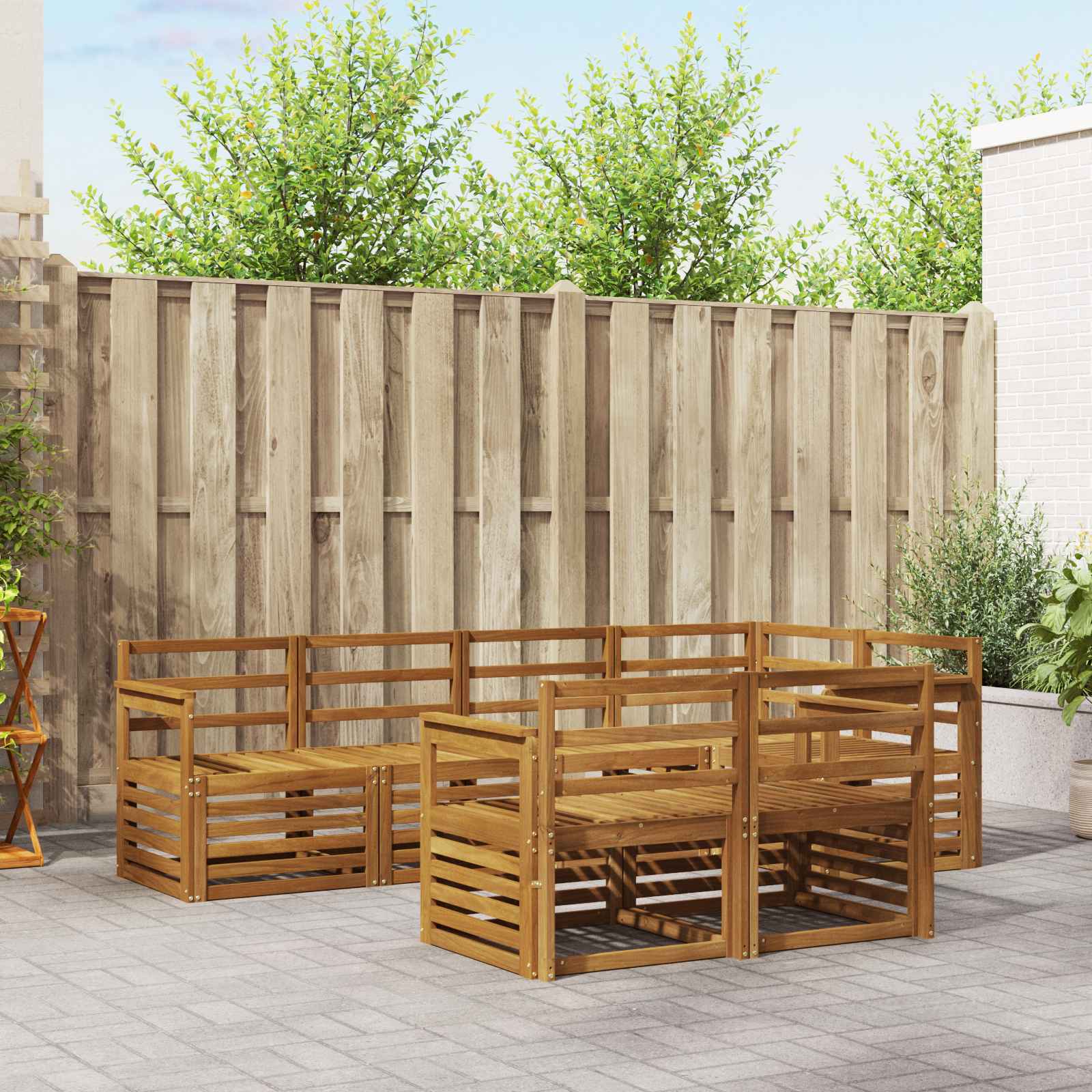Ensemble de canapé d'angle 7 pcs Naturel Bois d'Acacia Massif - XIOS
