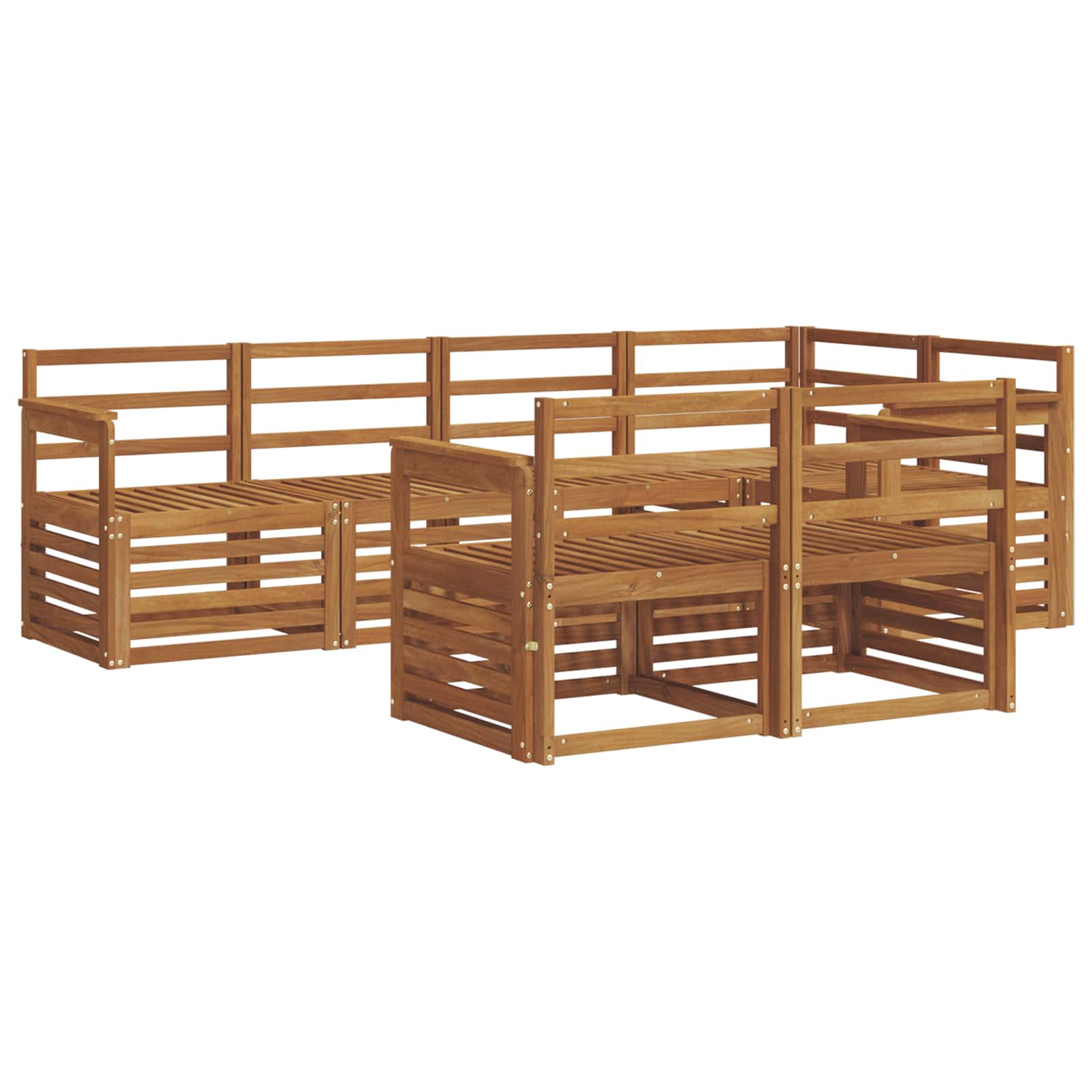 Ensemble de canapé d'angle 7 pcs Naturel Bois d'Acacia Massif - XIOS