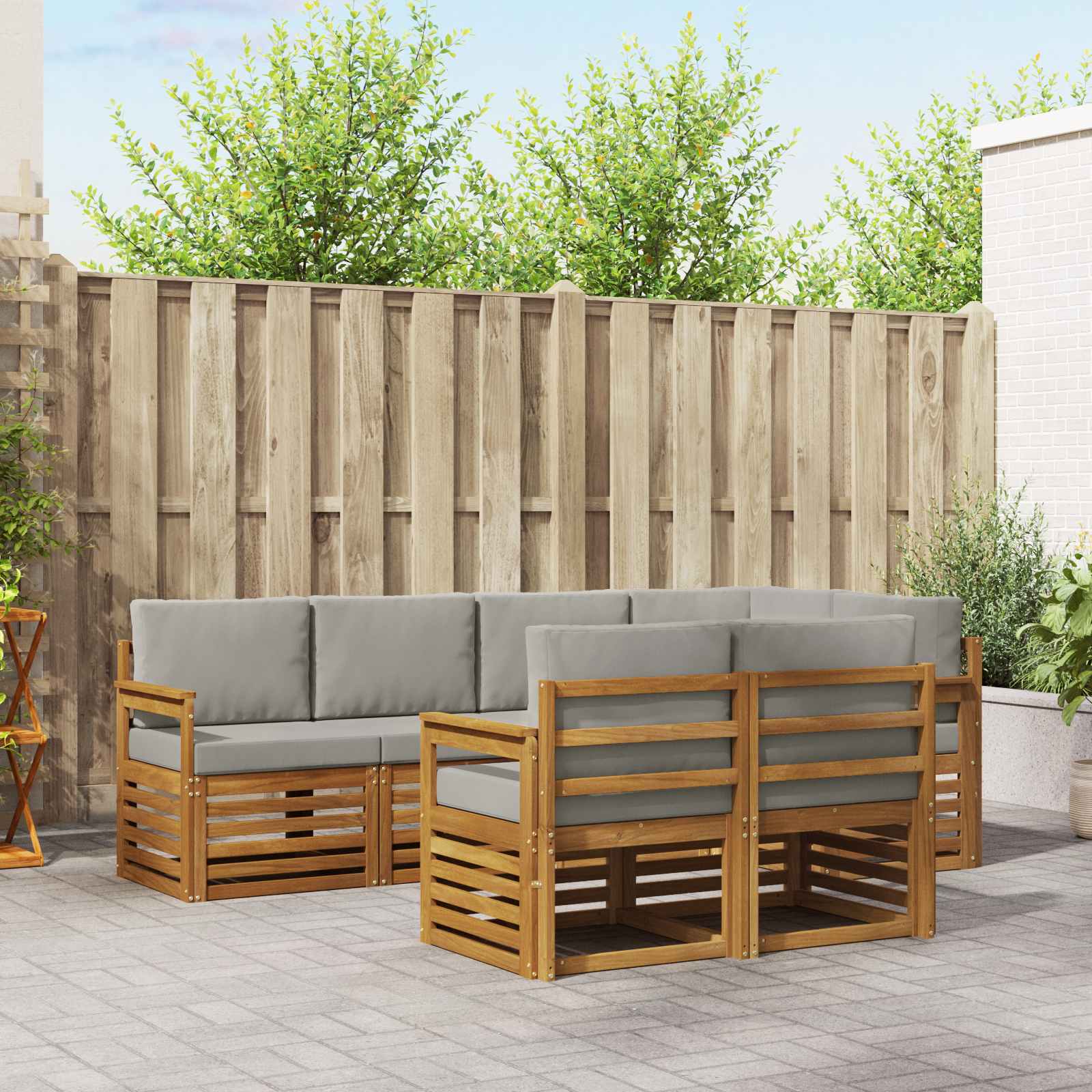 Ensemble de canapé d'angle 7 pcs Gris Naturel et Clair