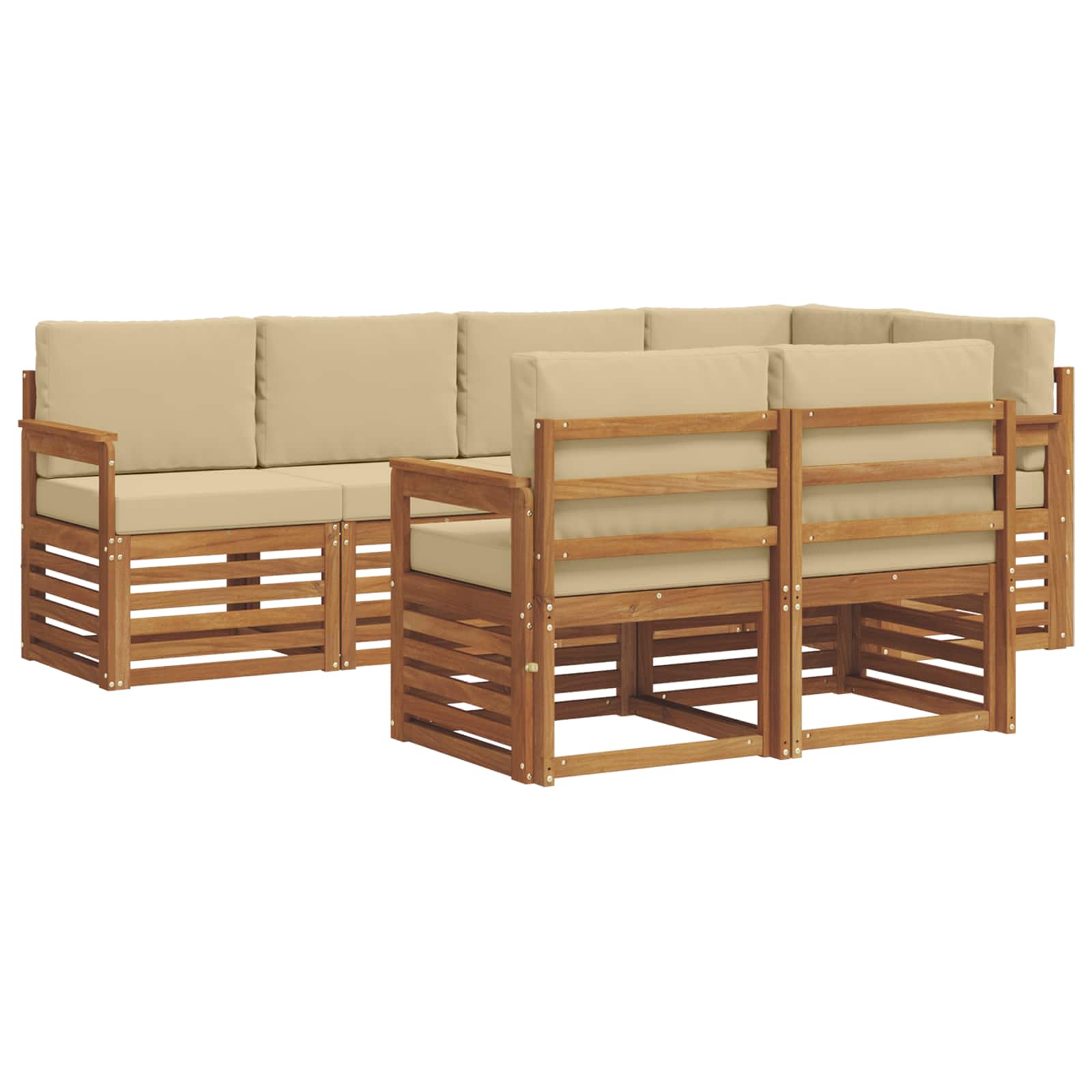 Ensemble de canapé d'angle avec coussin 7 pcs Naturel et Beige - XIOS