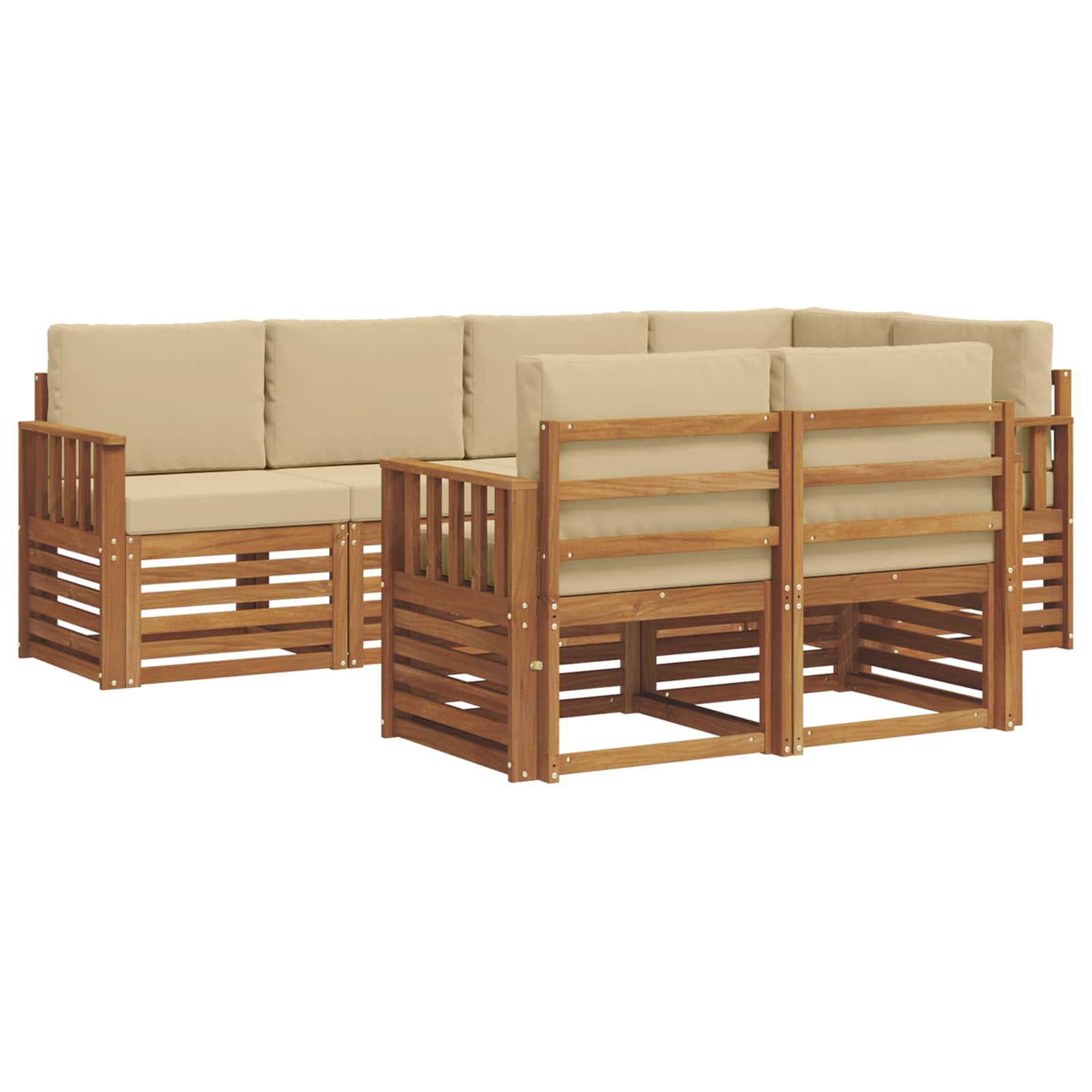 Ensemble de canapé d'angle avec coussin 7 pcs Naturel et Beige - XIOS