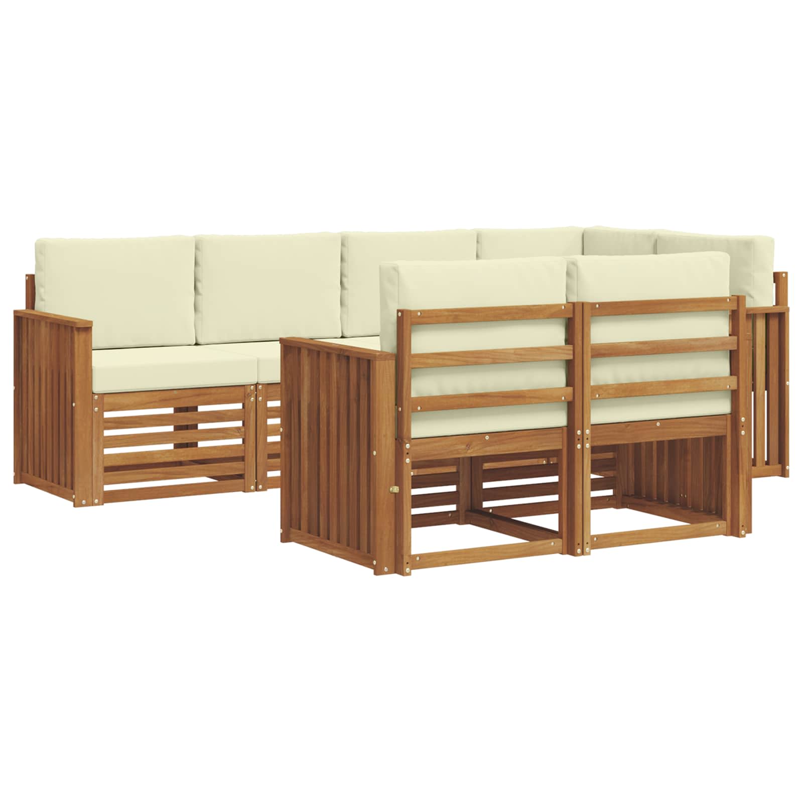 Ensemble de canapé d'angle avec coussin 7 pcs Naturel et Crème - XIOS