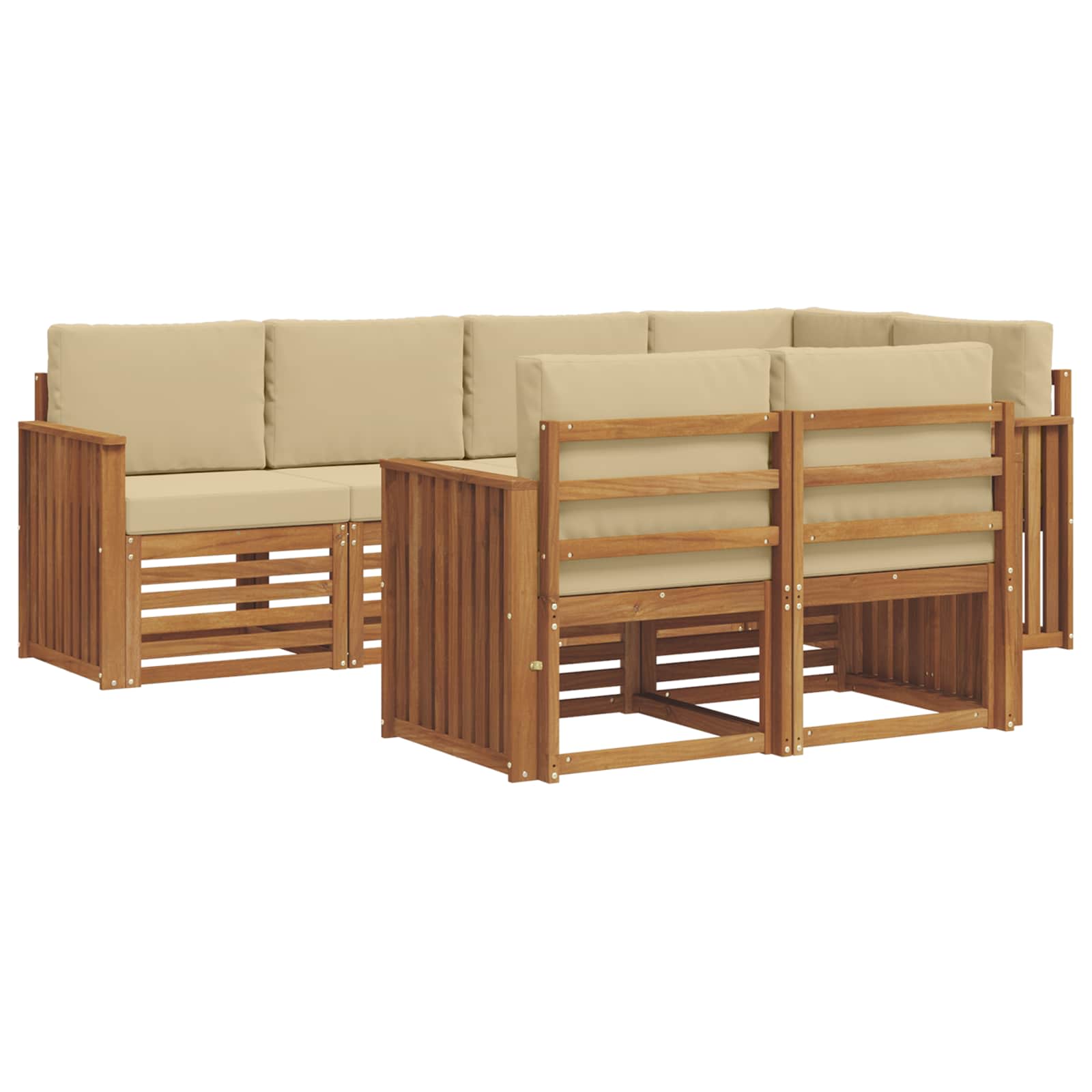 Ensemble de canapé d'angle avec coussin 7 pcs Naturel et Beige - XIOS