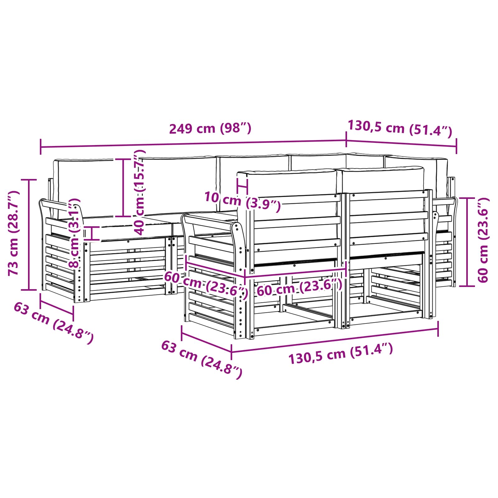 Ensemble de canapé d'angle 7 pcs Naturel et Anthracite - XIOS