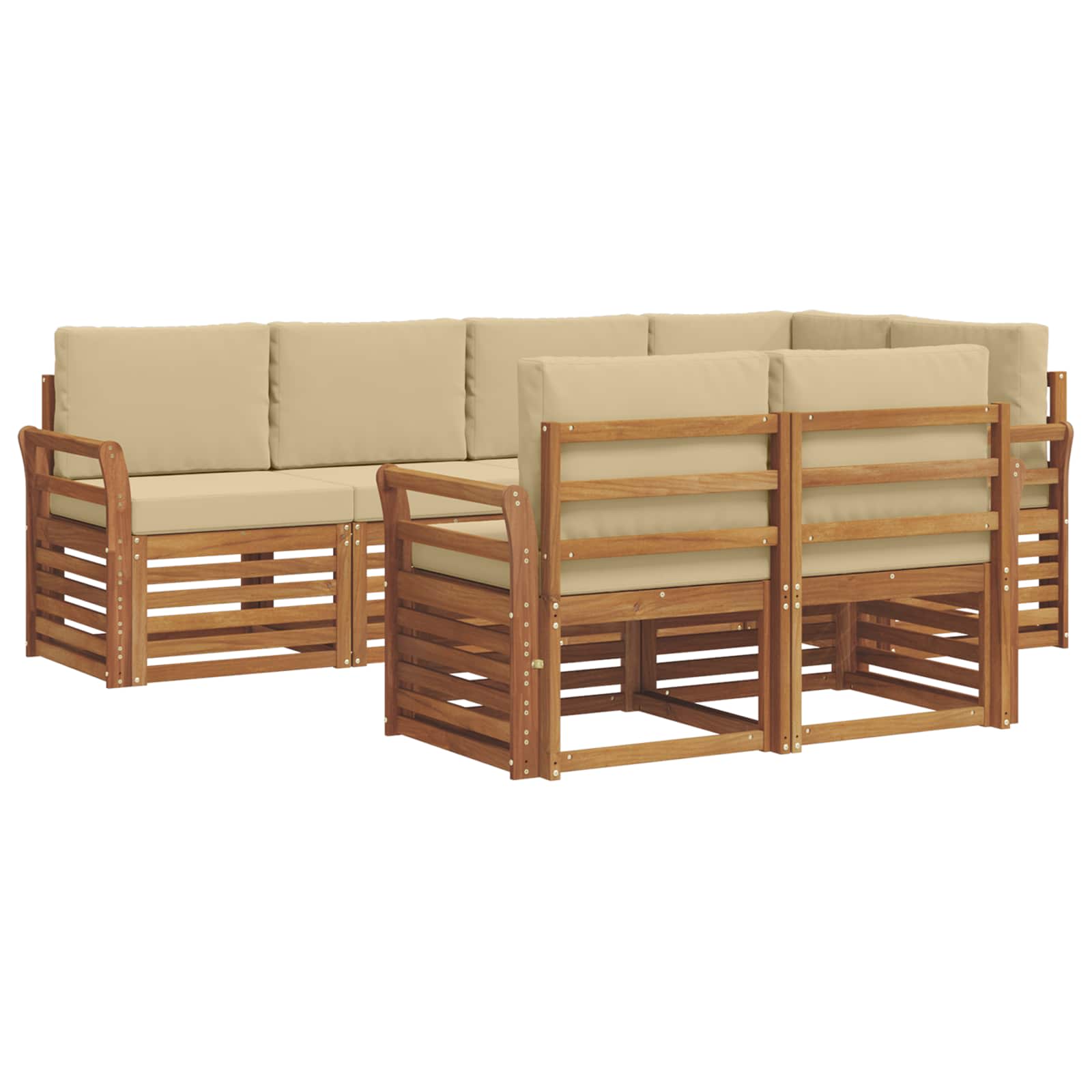 Ensemble de canapé d'angle avec coussin 7 pcs Naturel et Beige - XIOS