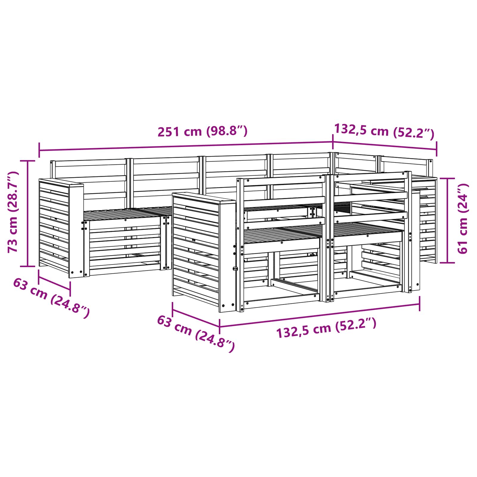 Ensemble de canapé d'angle 7 pcs Naturel - XIOS