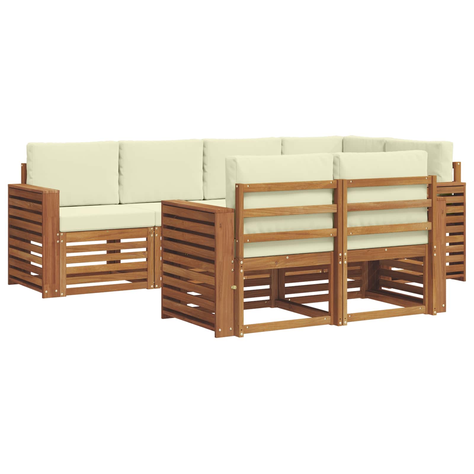 Ensemble de canapé d'angle avec coussin 7 pcs Naturel et Crème - XIOS