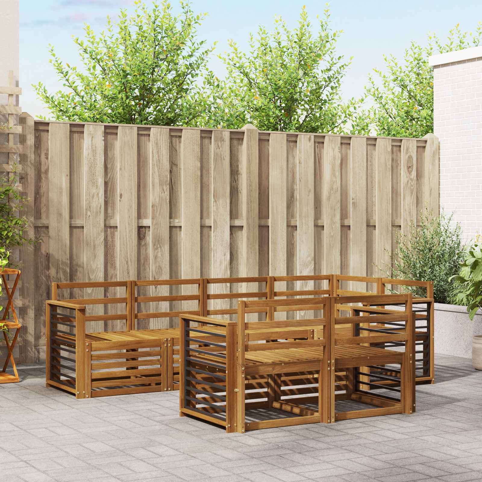 Ensembles de canapés 7 pcs Naturel Bois d'Acacia Massif - XIOS