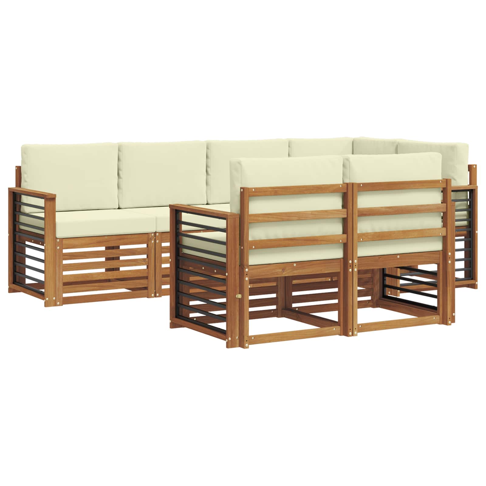 Ensemble de canapé d'angle avec coussin 7 pcs Naturel et Crème - XIOS