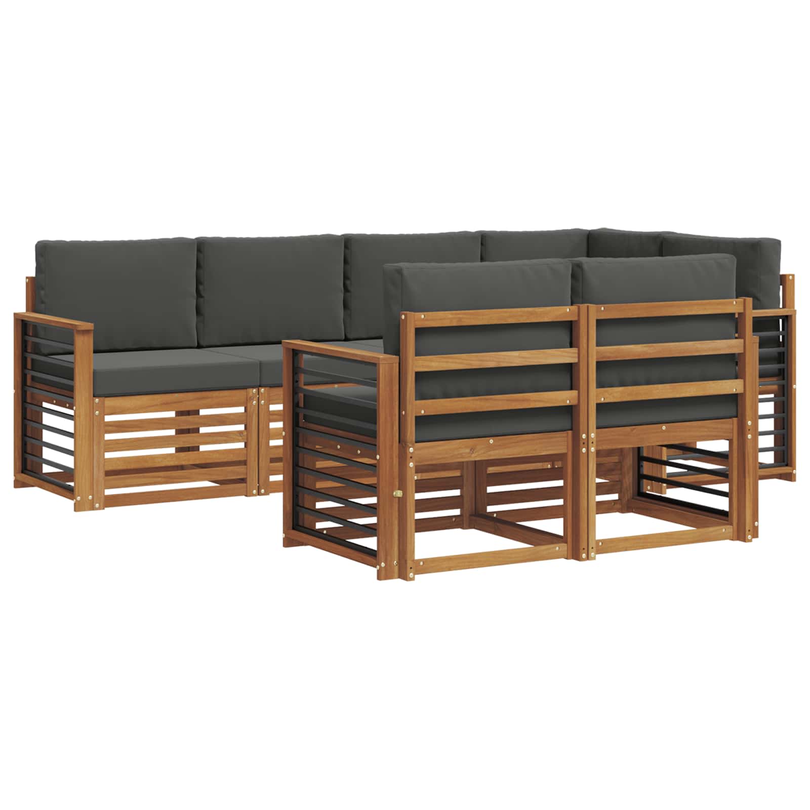 Ensemble de canapés d'extérieur 7 pc Naturel et Anthracite