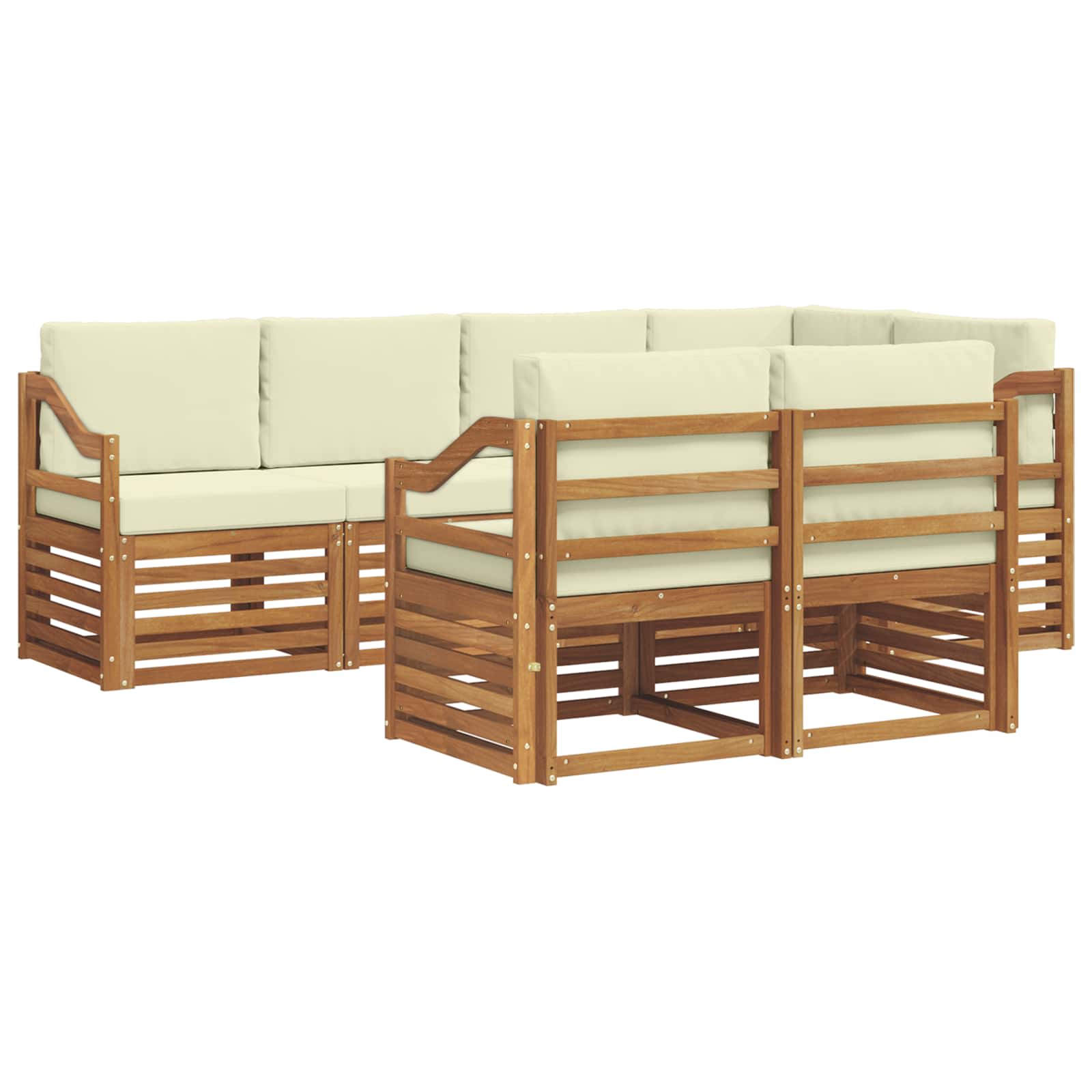 Ensemble de canapé d'angle avec coussin 7 pcs Naturel et Crème - XIOS