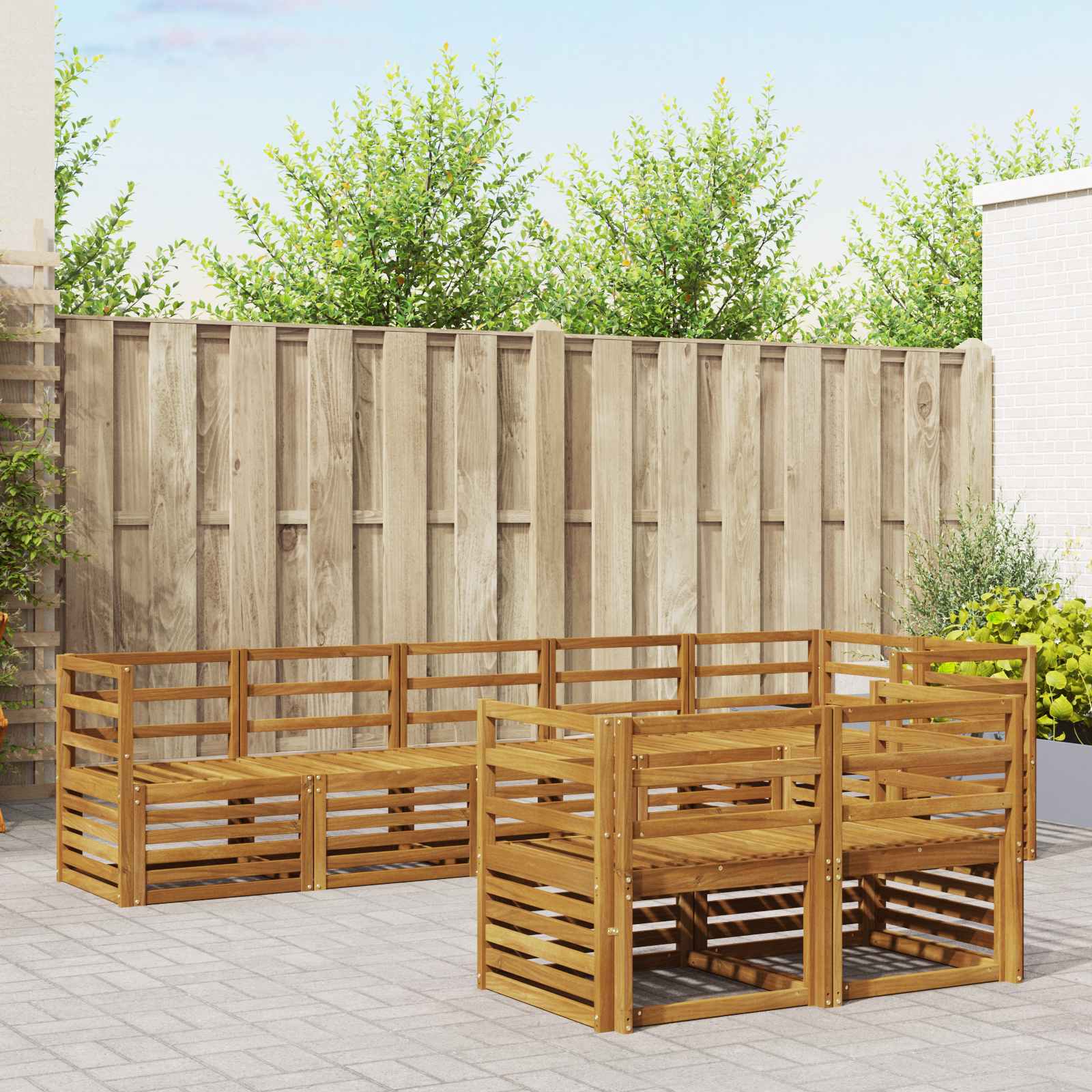 Ensembles de canapés 8 pcs Naturel Bois d'Acacia Massif - XIOS