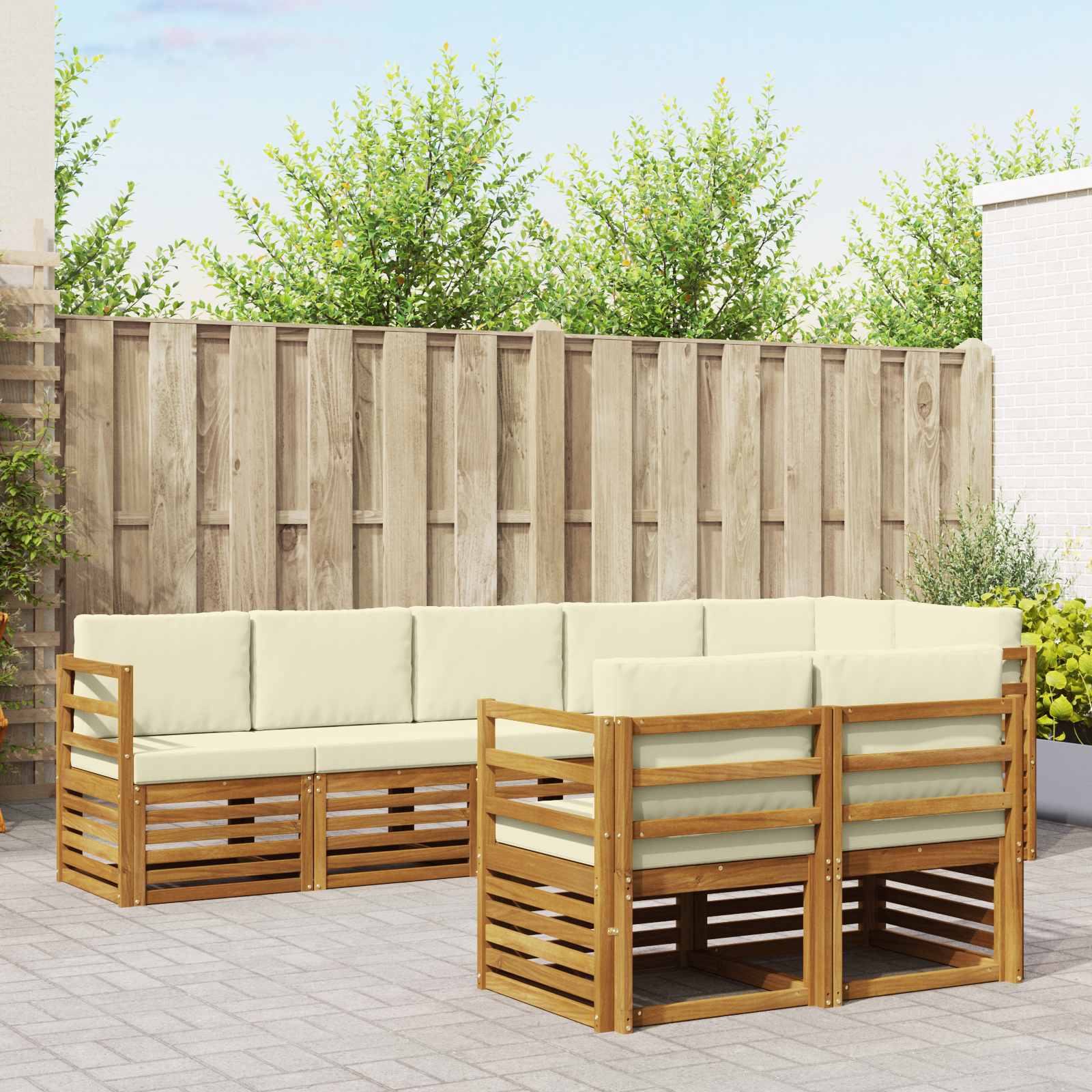 Ensembles de canapés avec coussin 8 pcs Naturel et Crème - XIOS