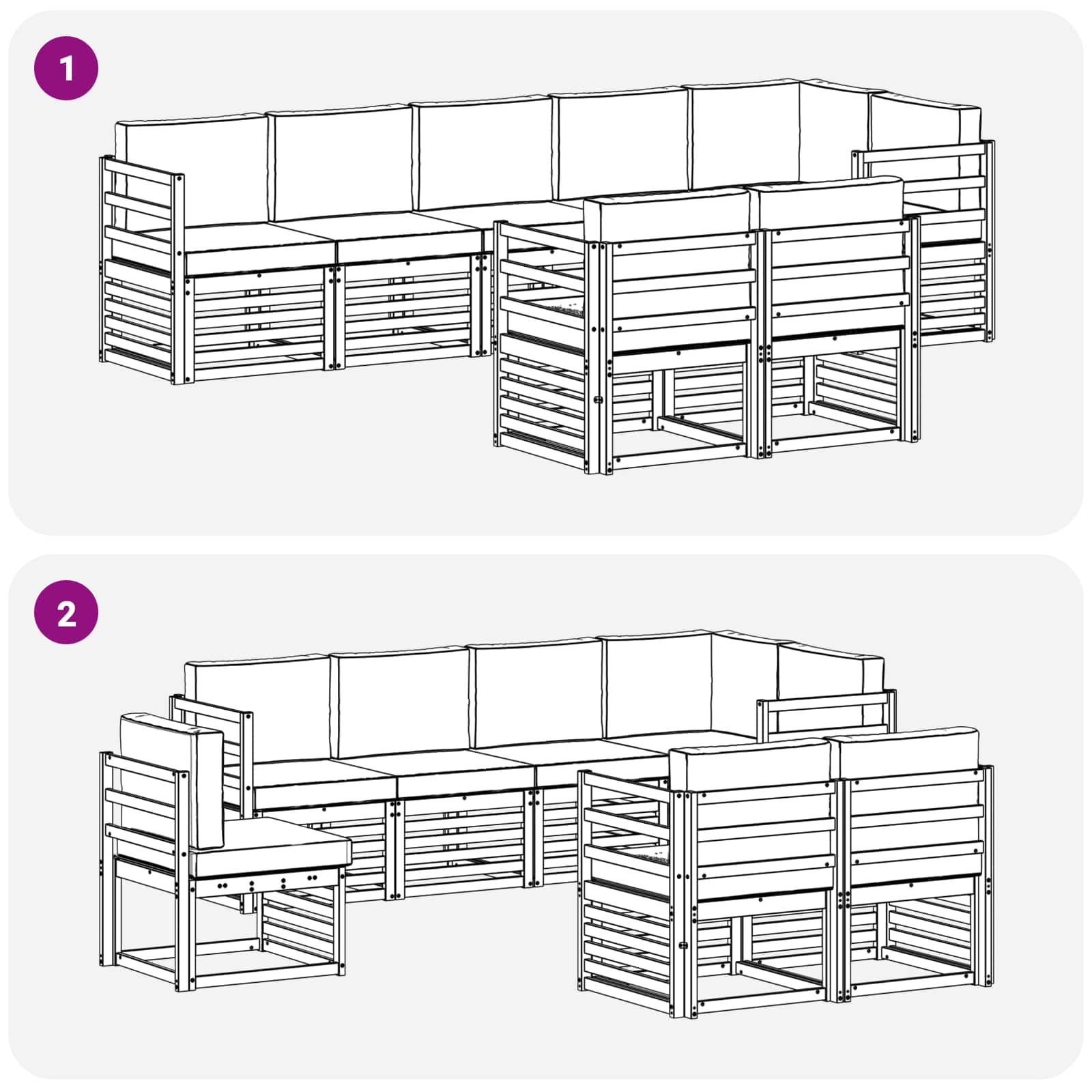 Ensembles de canapés avec coussin 8 pcs Naturel et Crème - XIOS