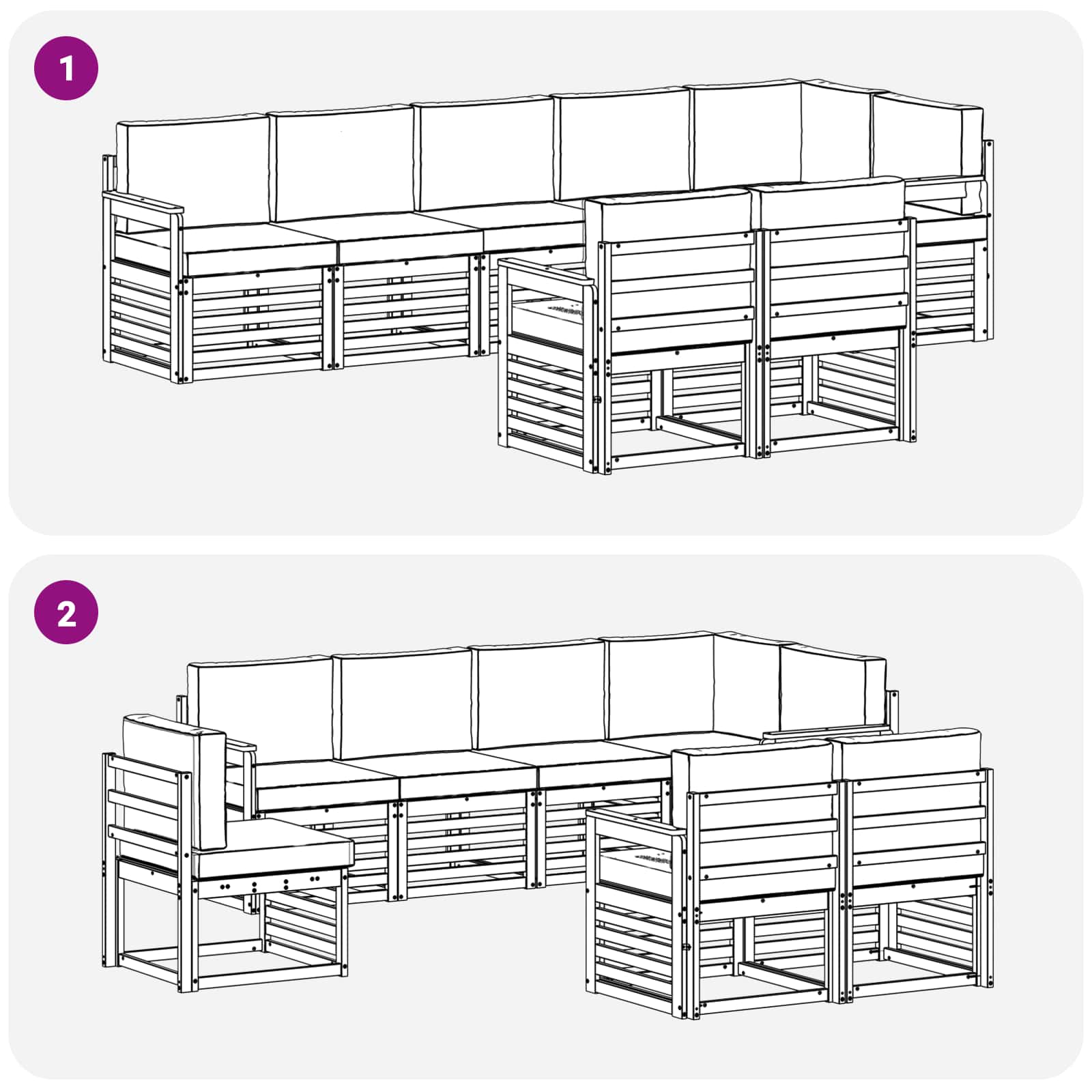 Ensembles de canapés avec coussin 8 pcs Naturel et Crème - XIOS