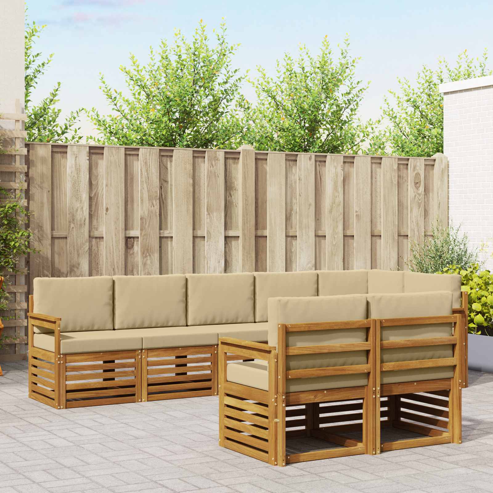 Ensembles de canapés avec coussin 8 pcs Naturel et Beige - XIOS