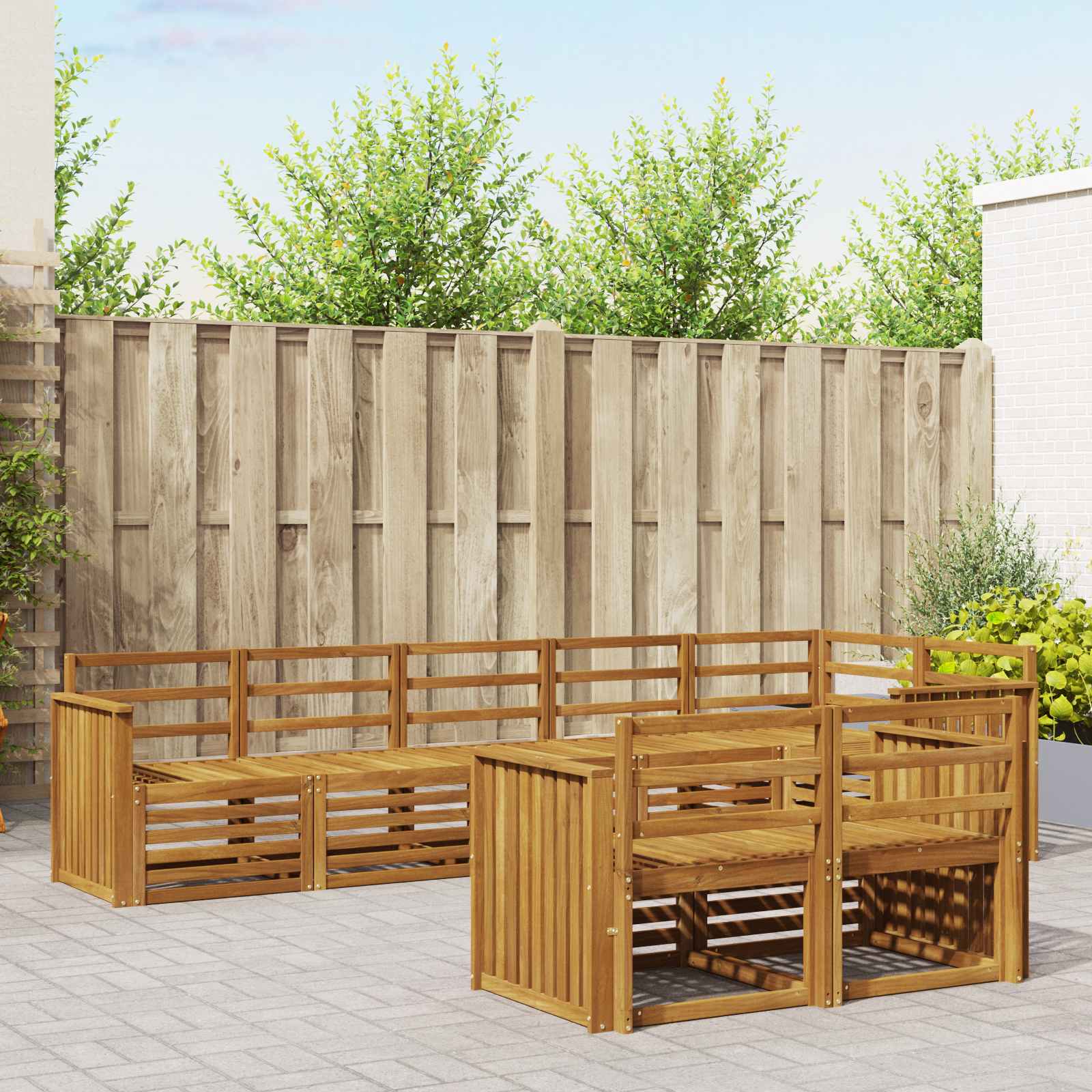 Ensembles de canapés 8 pcs Naturel Bois d'Acacia Massif - XIOS