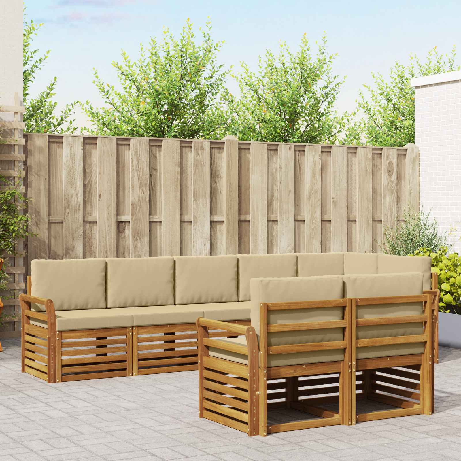 Ensembles de canapés avec coussin 8 pcs Naturel et Beige - XIOS